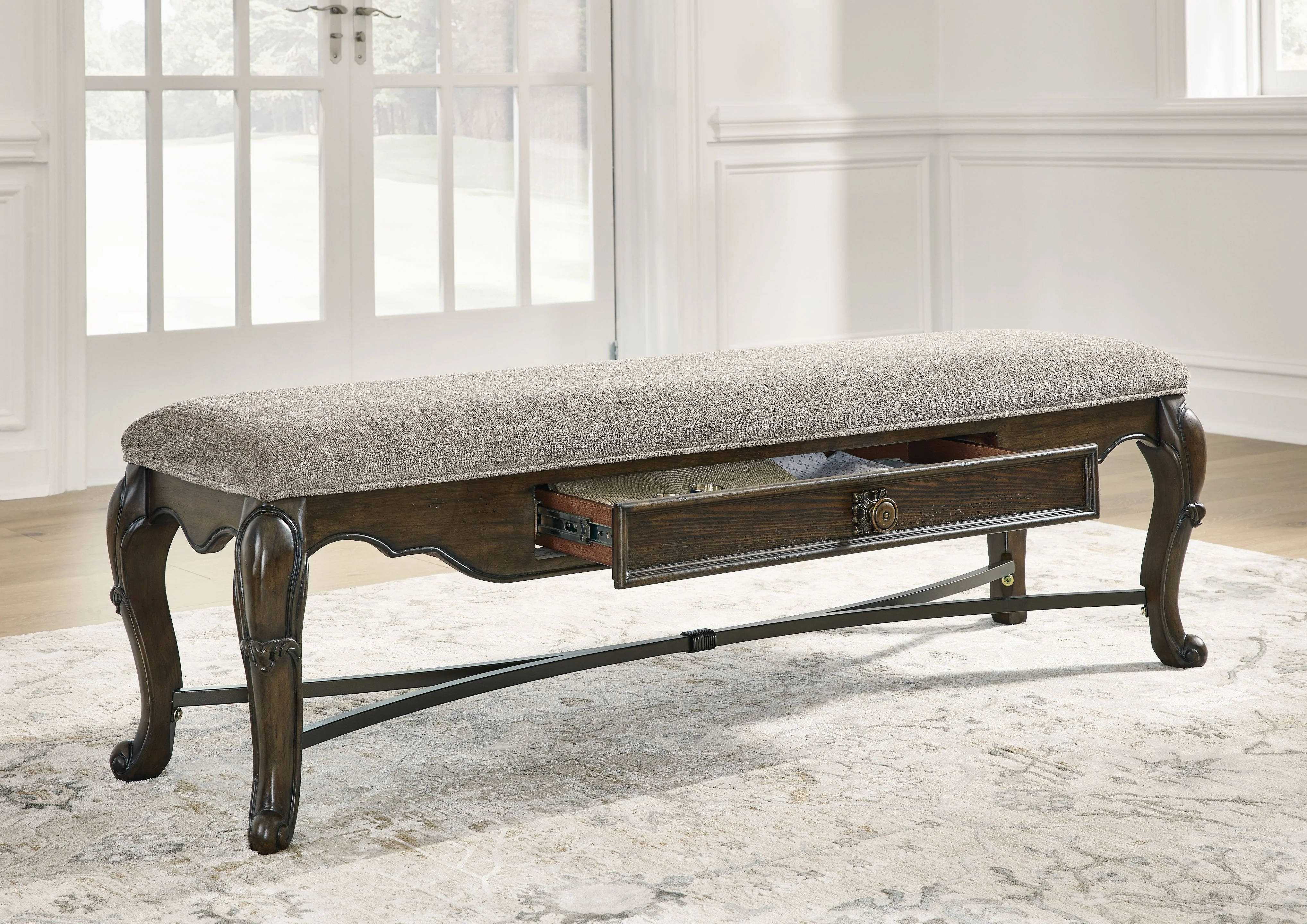 Maylee - Upholstered Storage Bench - Dark Brown - Image 6