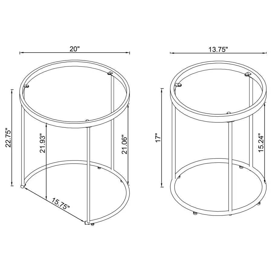 Maylin - 2 Piece Round Glass Top Nesting Table Set - Gold - Image 8
