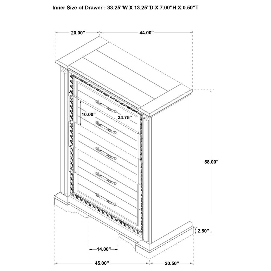 Mckinney - 5-Drawer Bedroom Chest Of Drawers - Vintage White - Image 12