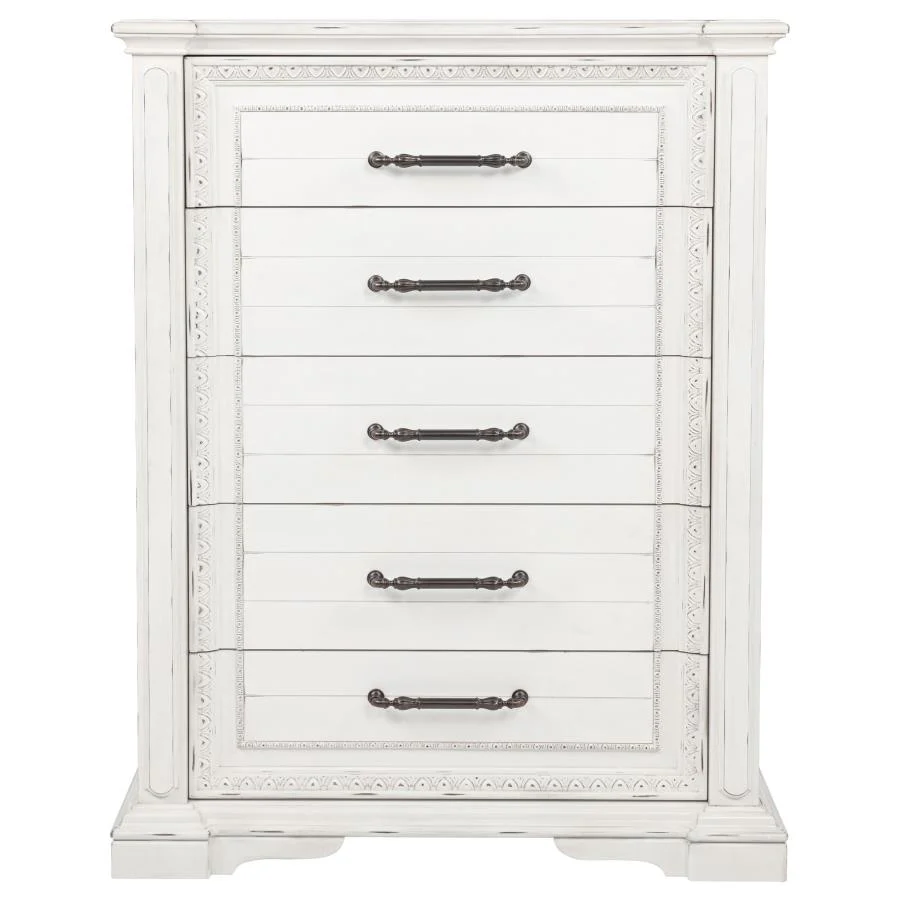Mckinney - 5-Drawer Bedroom Chest Of Drawers - Vintage White - Image 3