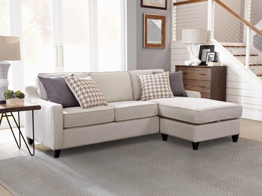 Mcloughlin - Upholstered Sloped Arm Sectional Sofa - Platinum - Image 2