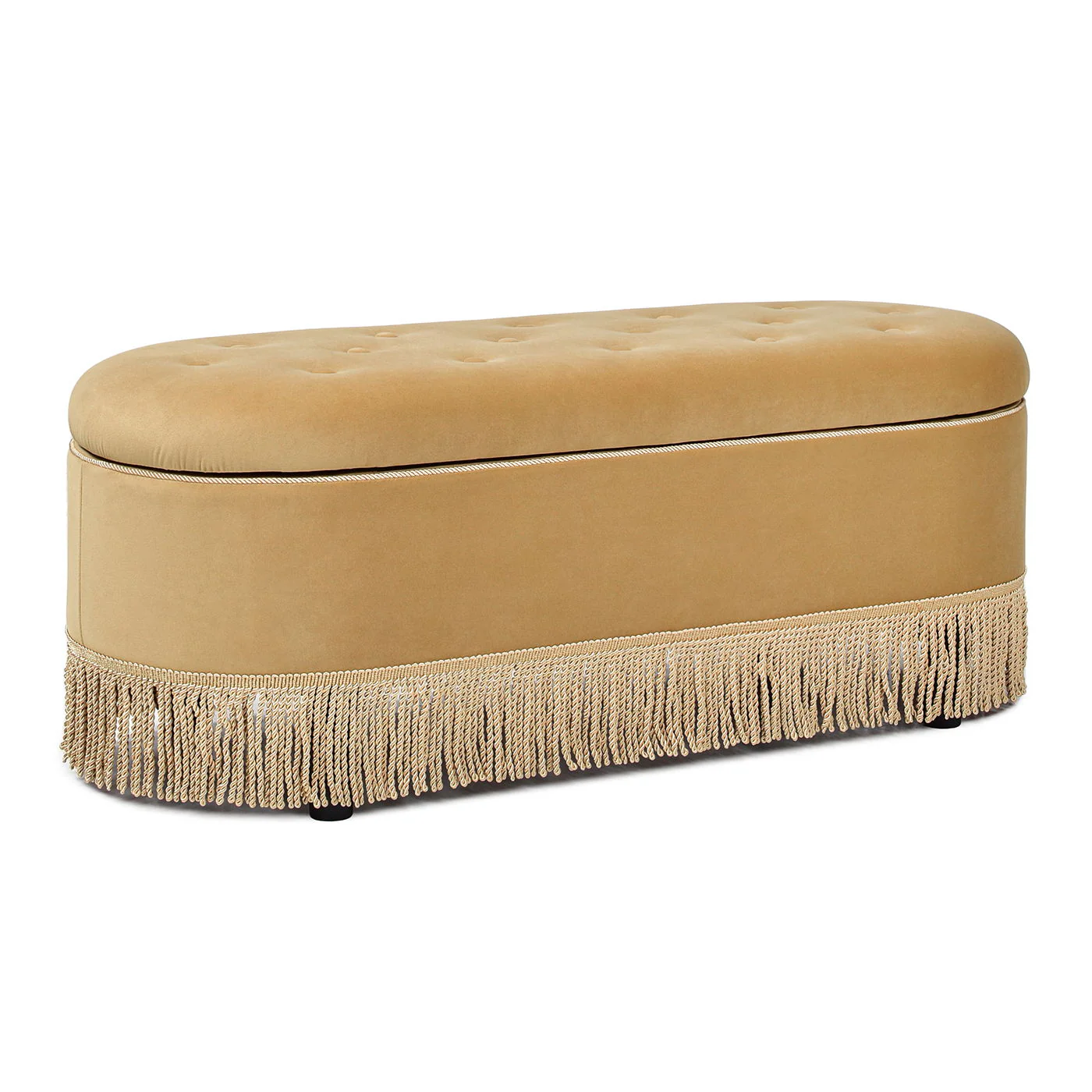 Melinda - Oval Tufted Bullion Fringe Storage Bench - Image 12