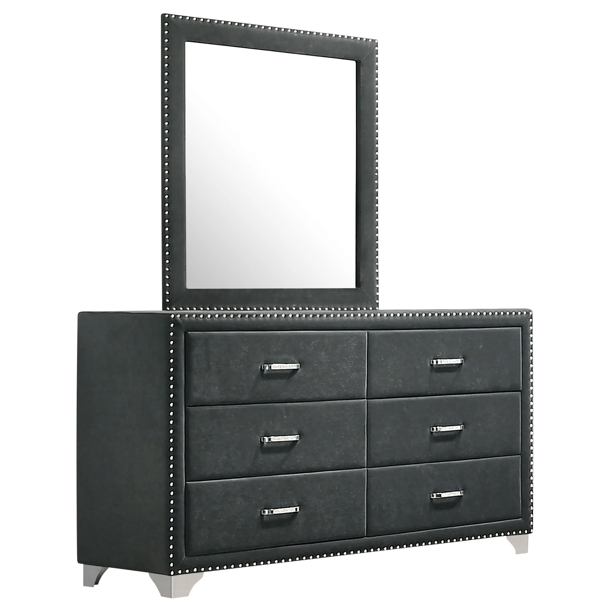 Melody - 6-Drawer Upholstered Dresser With Mirror - Image 14