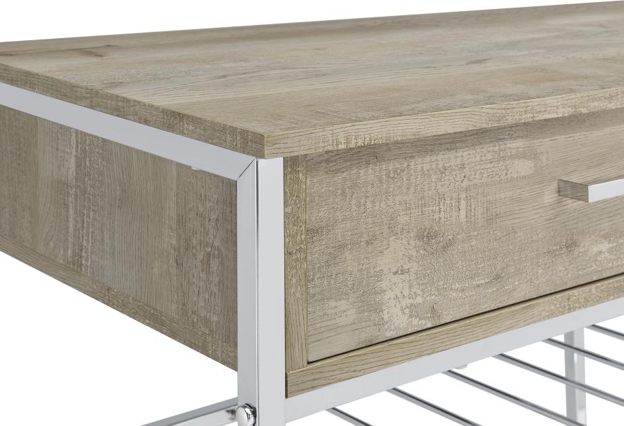 Melrose - 2-Drawer Home Bar Storage With Wine Rack Gray - Gray - Image 9