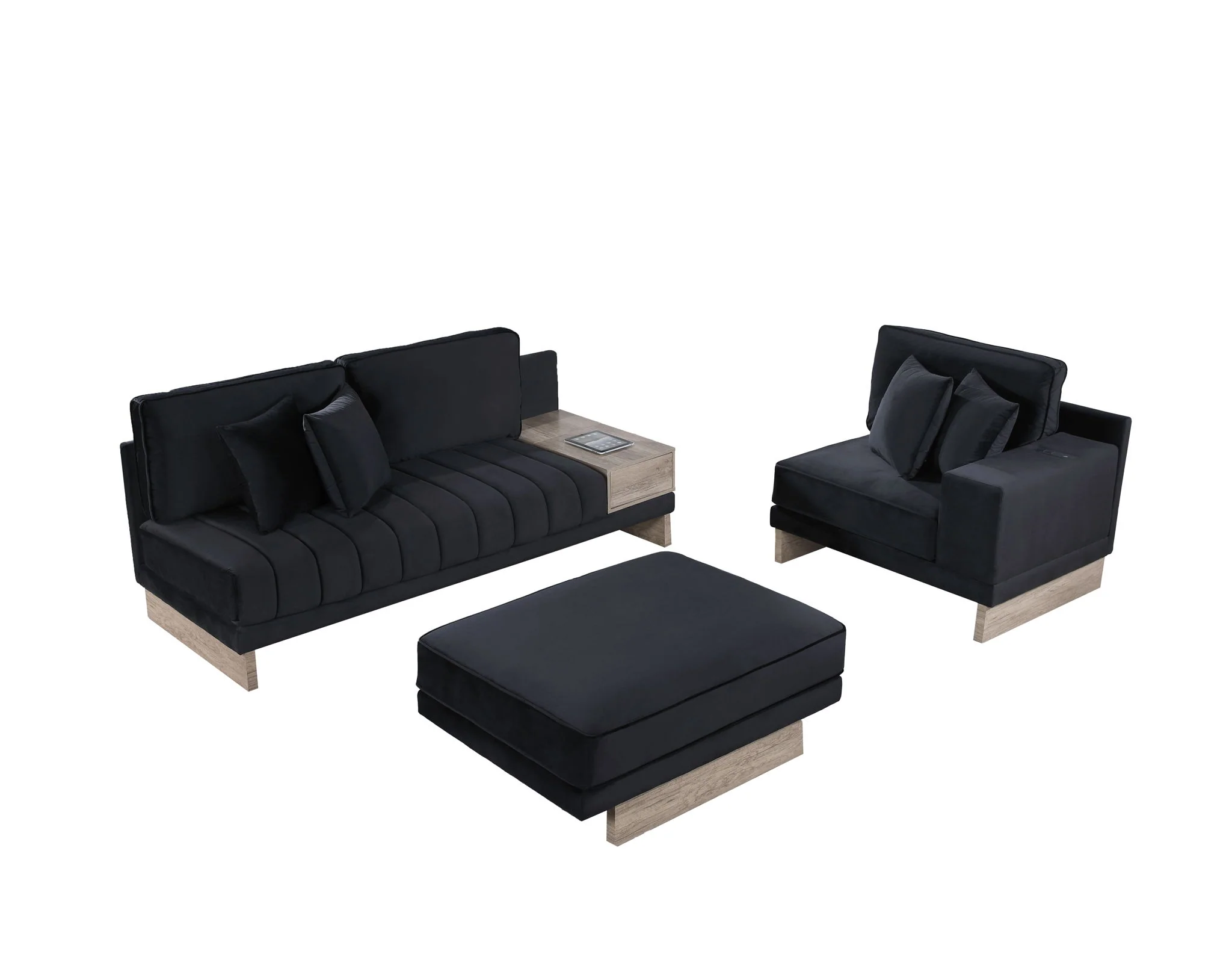 Memphis - Reversible Sectional Sofa Ottoman With Storage Compartment, Drawer, USB ports, Charging Outlets - Image 3
