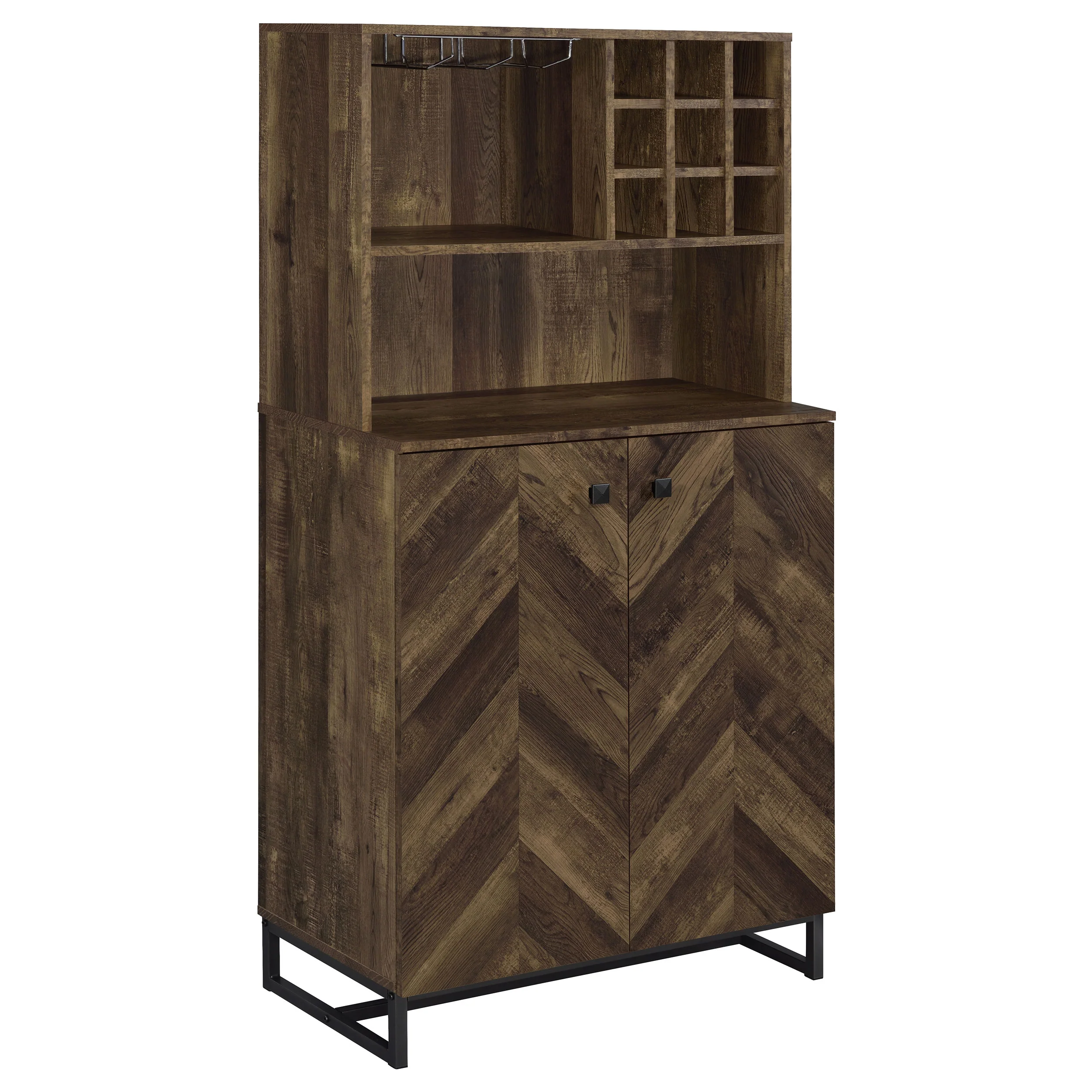 Mendoza - 2 Door Home Bar Cabinet Wine Storage - Rustic Oak - Image 14