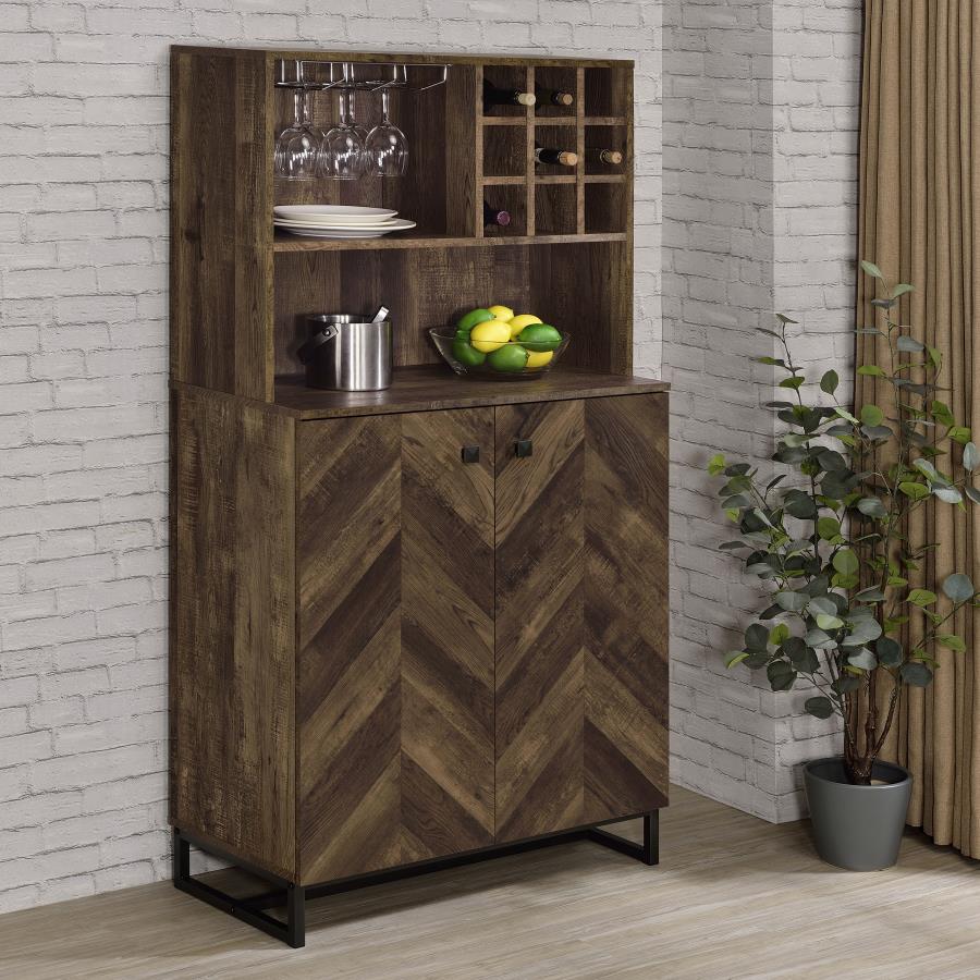 Mendoza - 2 Door Home Bar Cabinet Wine Storage - Rustic Oak - Image 2