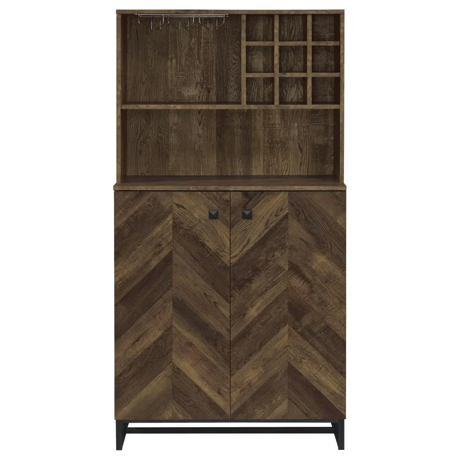 Mendoza - 2 Door Home Bar Cabinet Wine Storage - Rustic Oak - Image 4