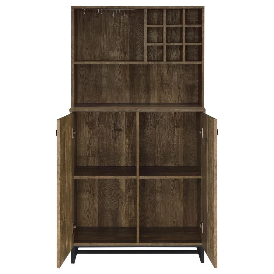 Mendoza - 2 Door Home Bar Cabinet Wine Storage - Rustic Oak - Image 5