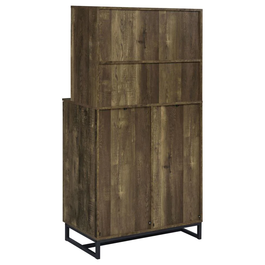 Mendoza - 2 Door Home Bar Cabinet Wine Storage - Rustic Oak - Image 7