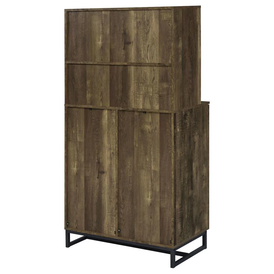 Mendoza - 2 Door Home Bar Cabinet Wine Storage - Rustic Oak - Image 8