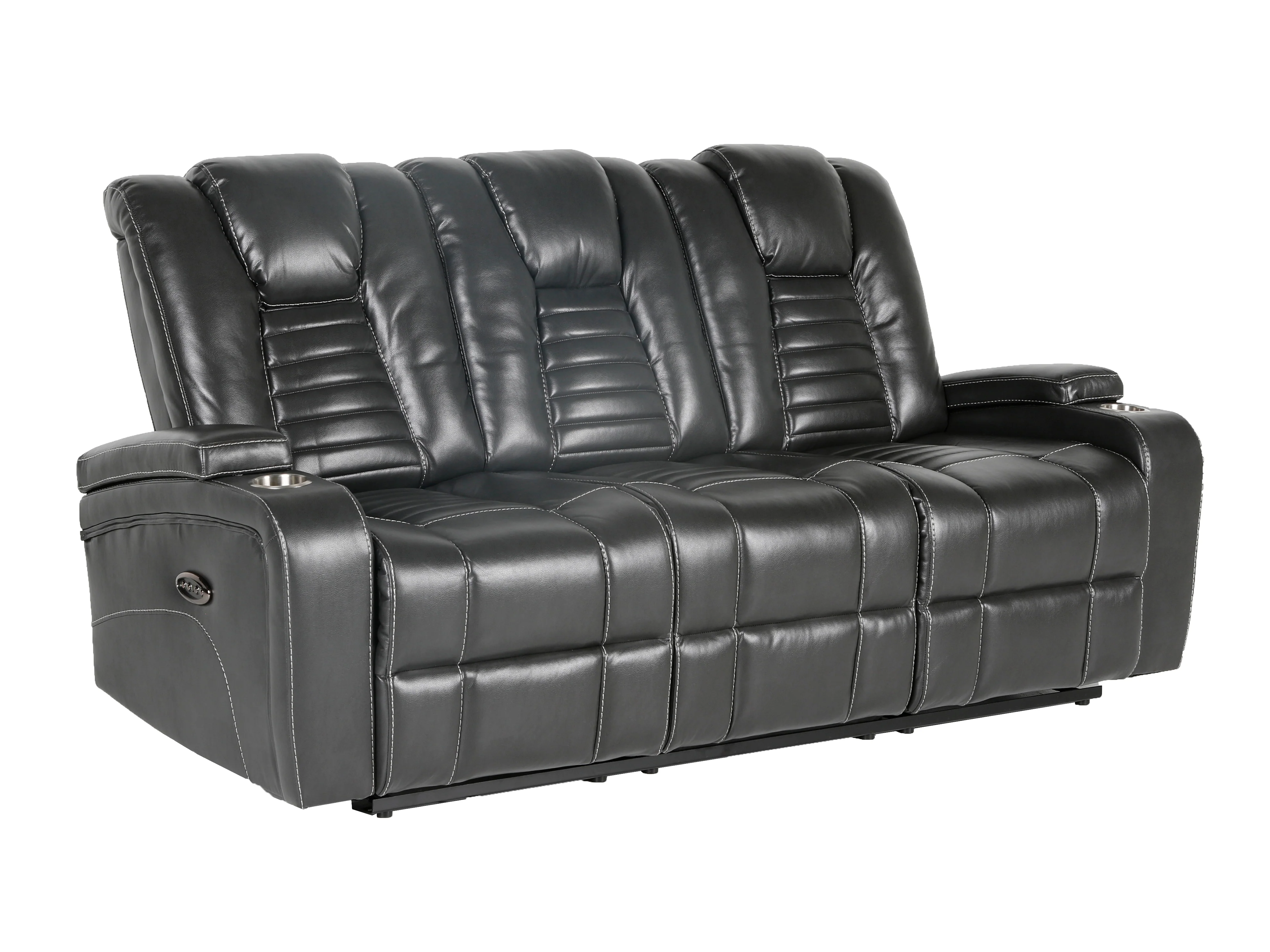Meridian Grey 3-Piece Living Room Set with Power Headrests, Cup Holders & Storage - Image 5
