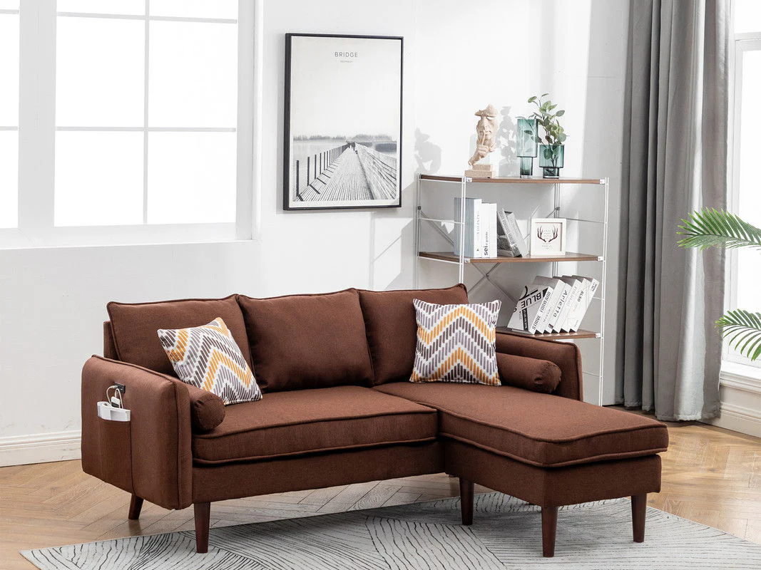 Mia - Sectional Sofa Chaise With USB Charger And Pillows - Image 10