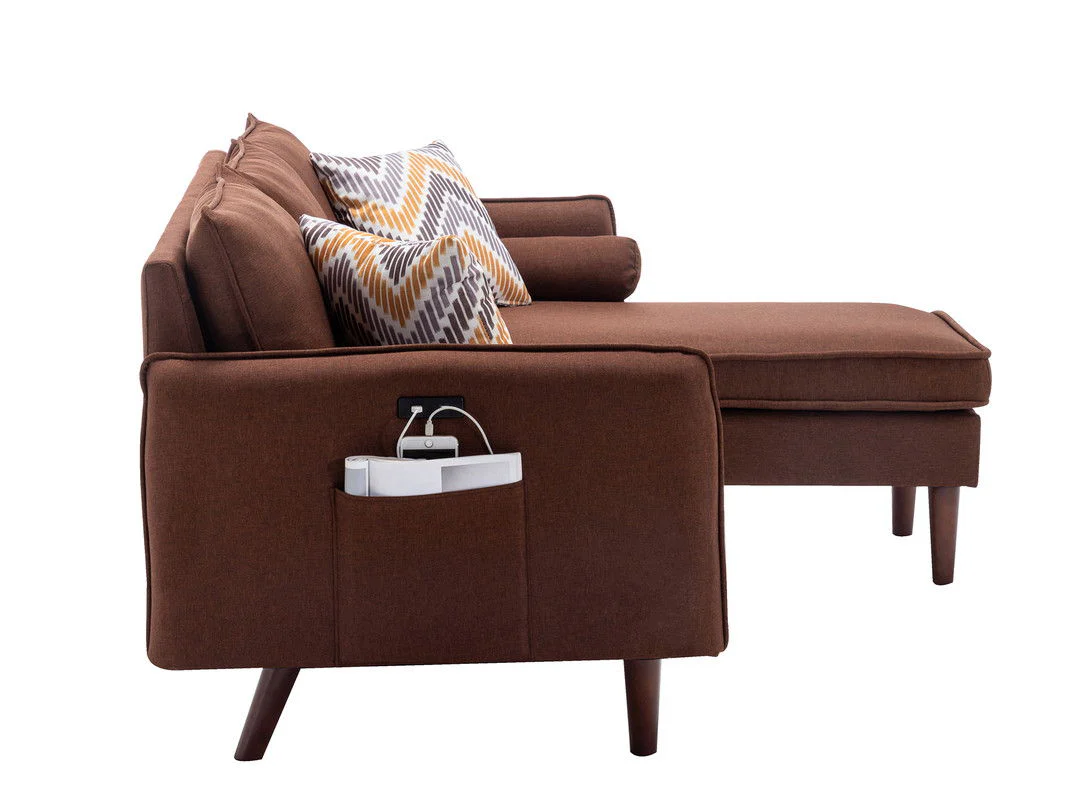 Mia - Sectional Sofa Chaise With USB Charger And Pillows - Image 7