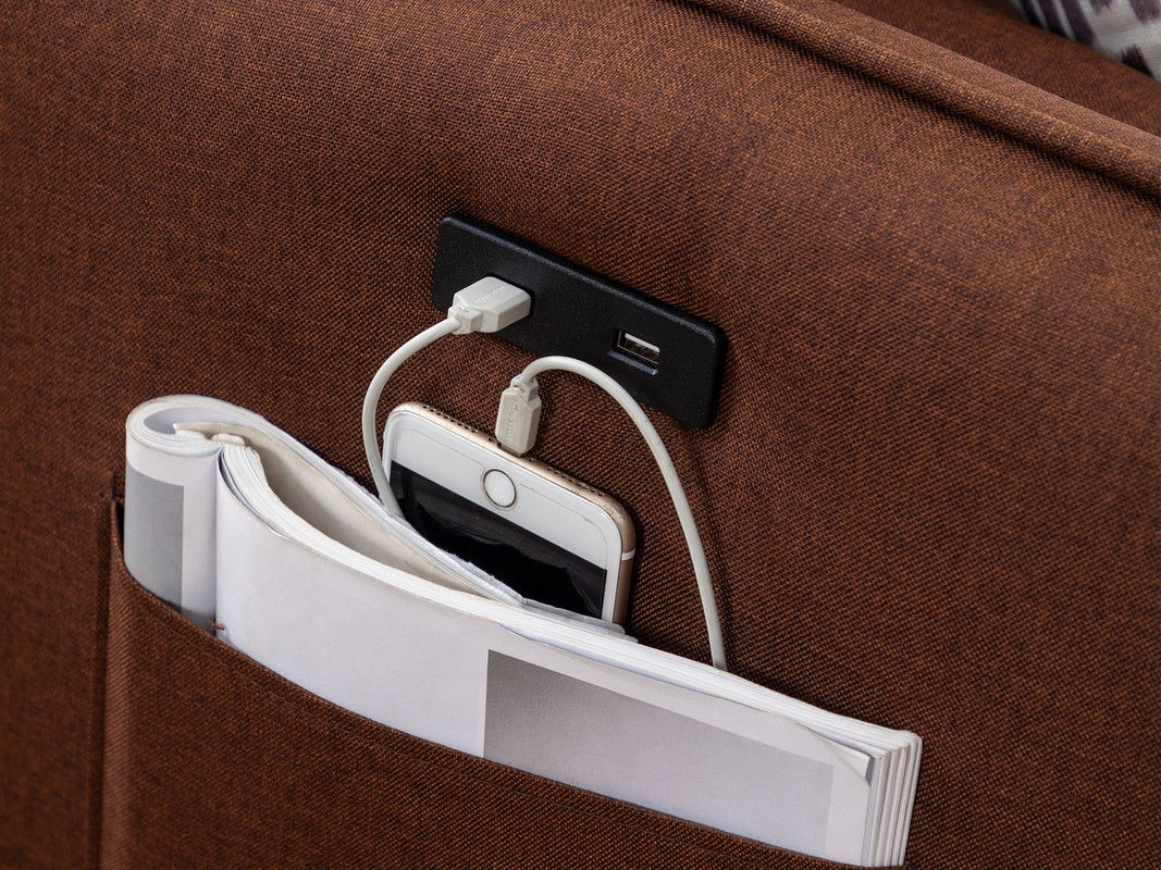 Mia - Sectional Sofa Chaise With USB Charger And Pillows - Image 9