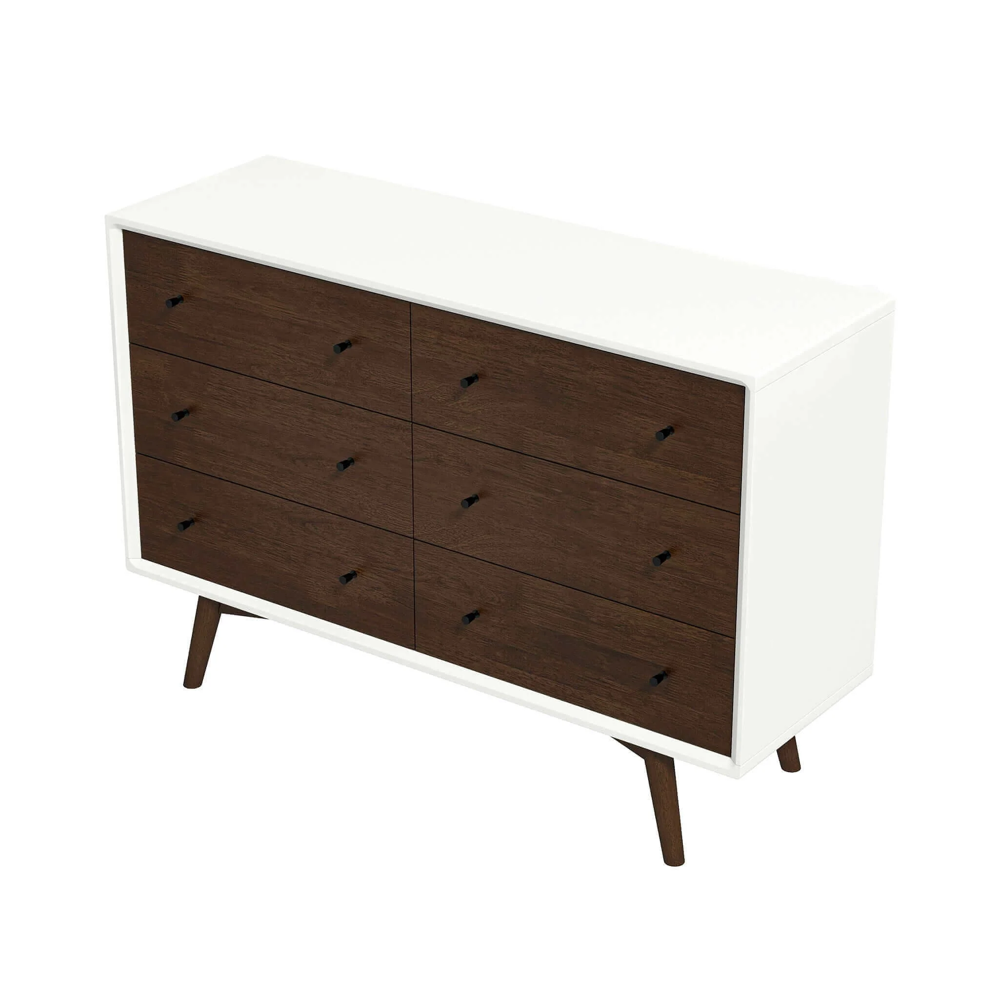 Dresser 6 Drawer - Dark Brown / White - Image 4