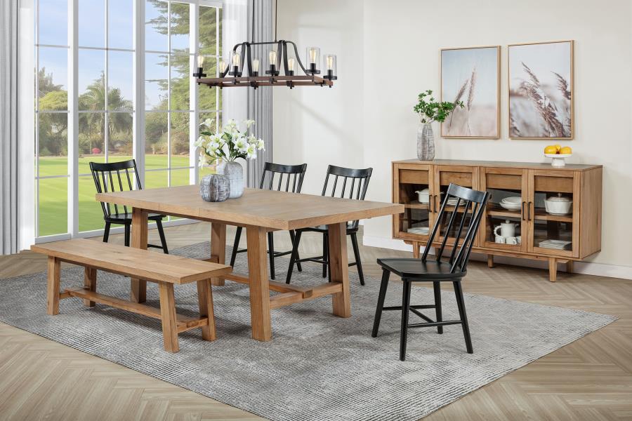 Middleton - Wood Backless Dining Bench Natural - Brown - Image 8