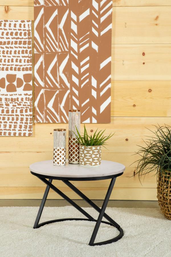 Miguel - Round Marble Top Coffee Table - White And Black - Image 2