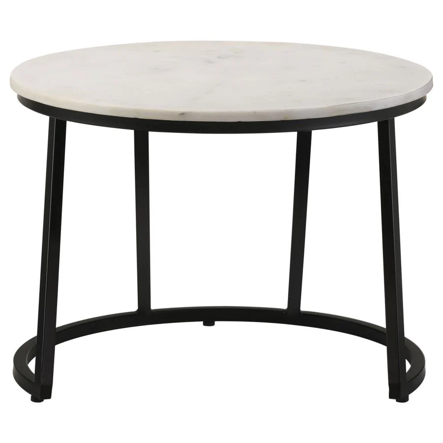 Miguel - Round Marble Top Coffee Table - White And Black - Image 3