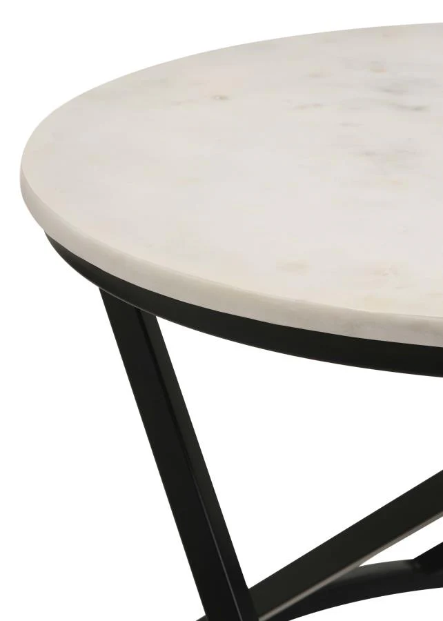 Miguel - Round Marble Top Coffee Table - White And Black - Image 4