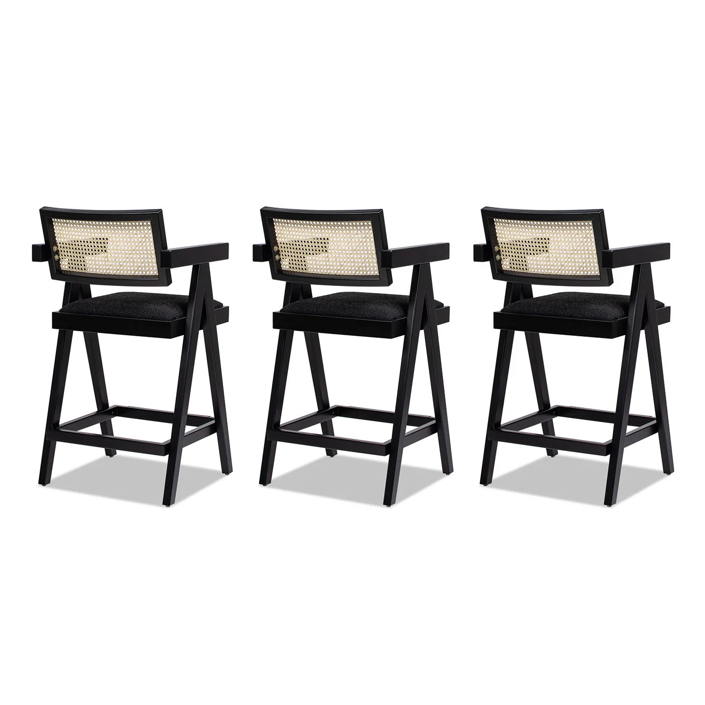 Milan - Modern Webbing Back Stool With Arms (Set of 3) - Image 14