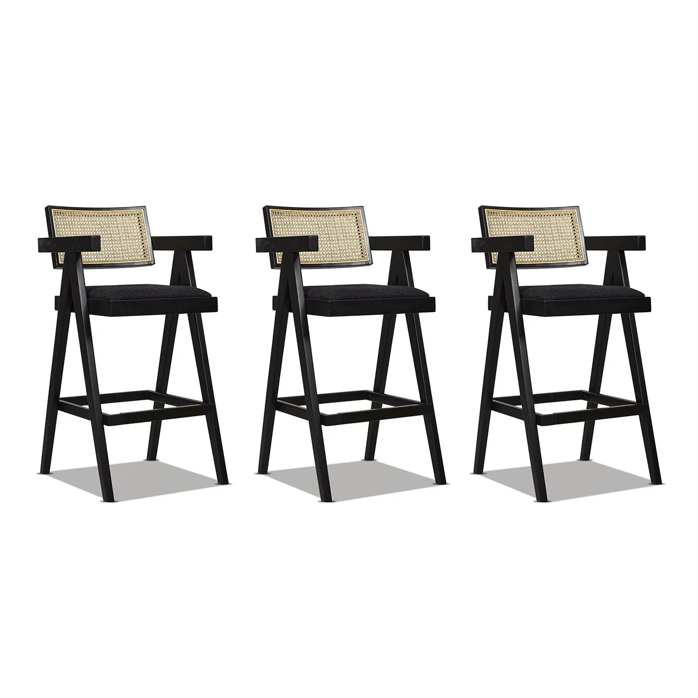 Milan - Modern Webbing Back Stool With Arms (Set of 3) - Image 22