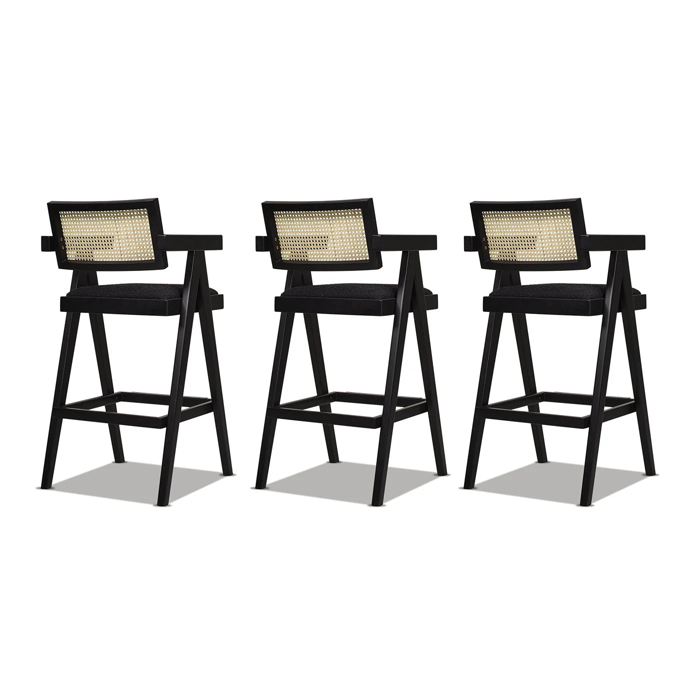 Milan - Modern Webbing Back Stool With Arms (Set of 3) - Image 24