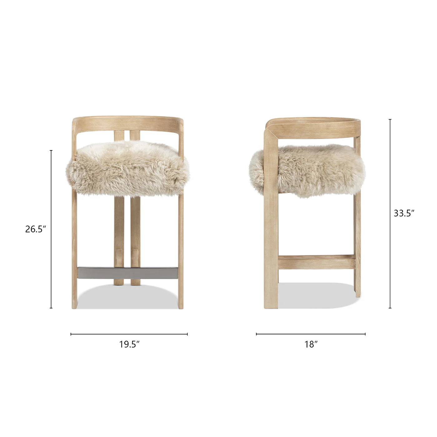 Millwick - Low Back Genuine Fur Counter Stool - Natural Blonde - Image 6