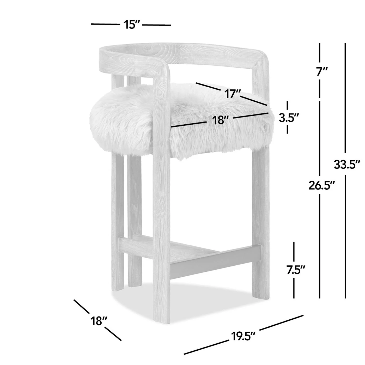 Millwick - Low Back Genuine Fur Counter Stool - Natural Blonde - Image 7