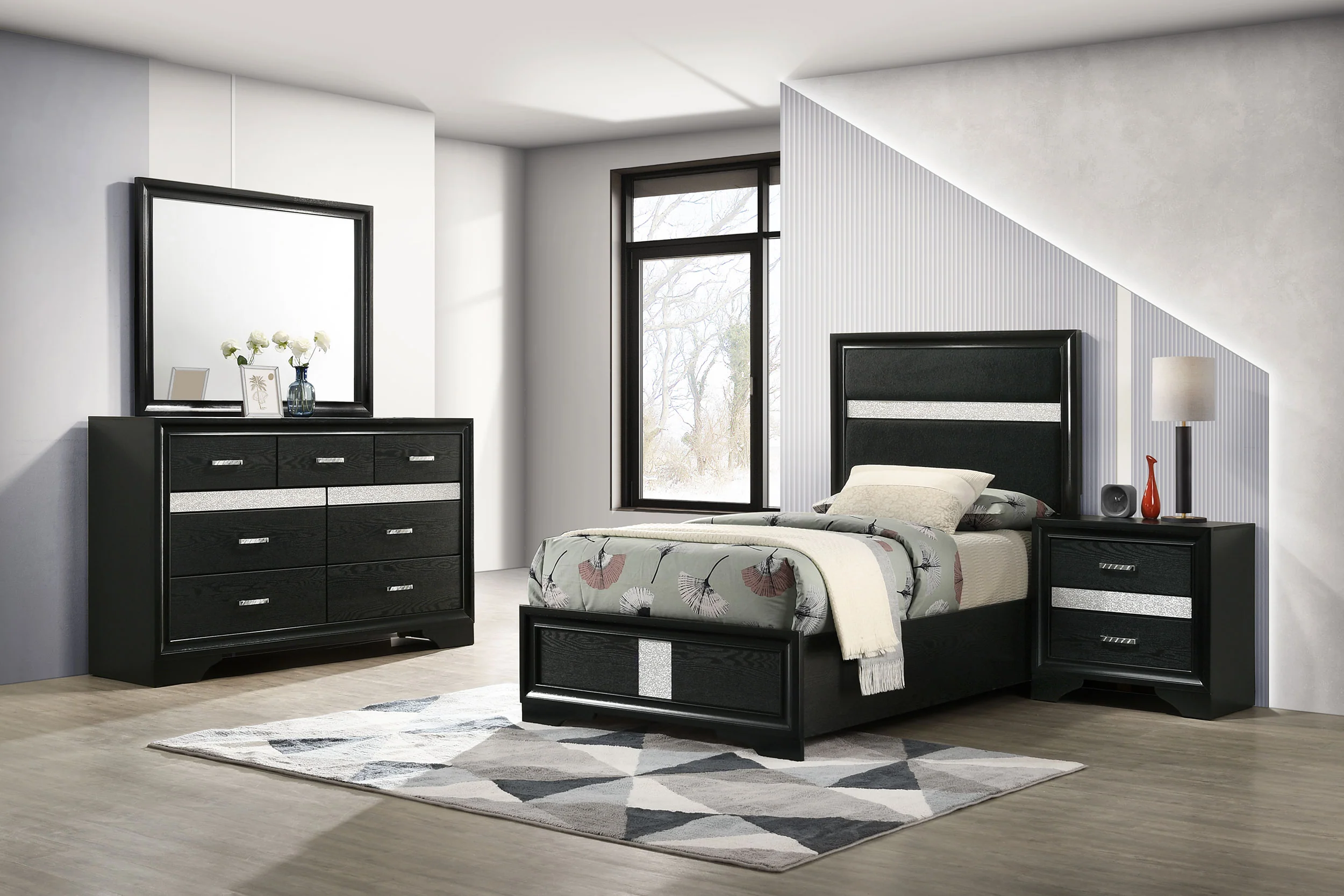 Miranda - Panel Bedroom Set - Black - Image 210
