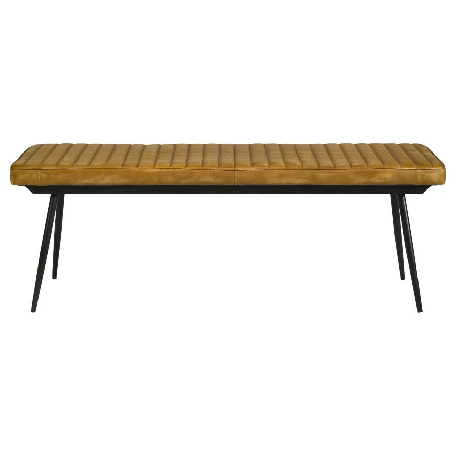 Misty - Leather Upholstered Dining Bench - Antique Camel - Image 3