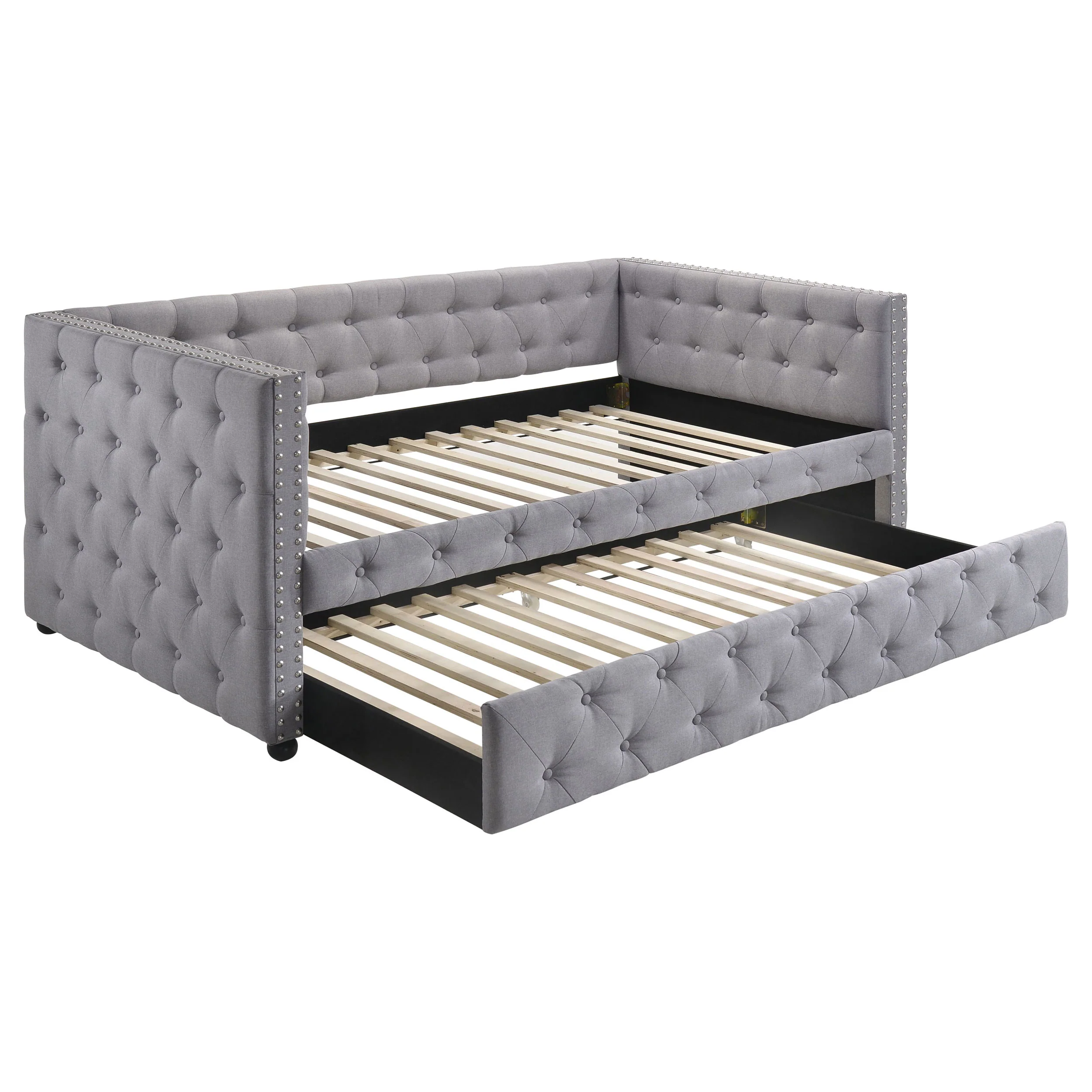 Mockern - Upholstered Twin Daybed With Trundle - Gray - Image 8