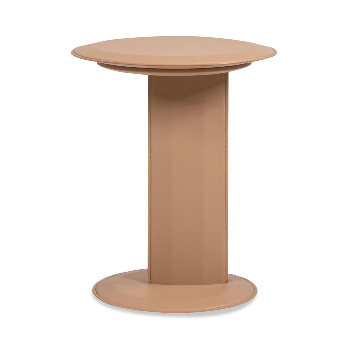Mode - Leatherette Round C-Shaped Sofa Side Table - Saddle Brown - Image 4