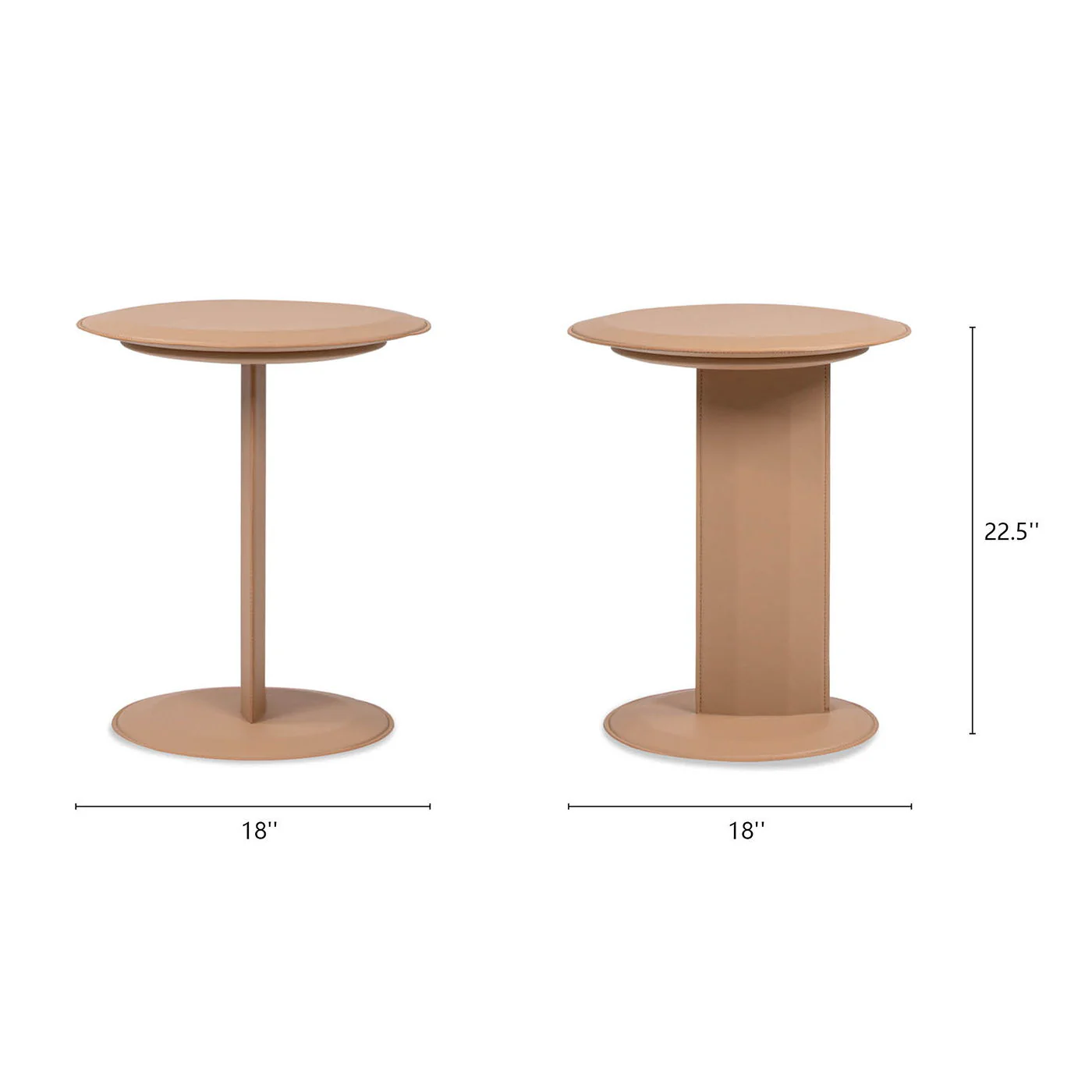 Mode - Leatherette Round C-Shaped Sofa Side Table - Saddle Brown - Image 7