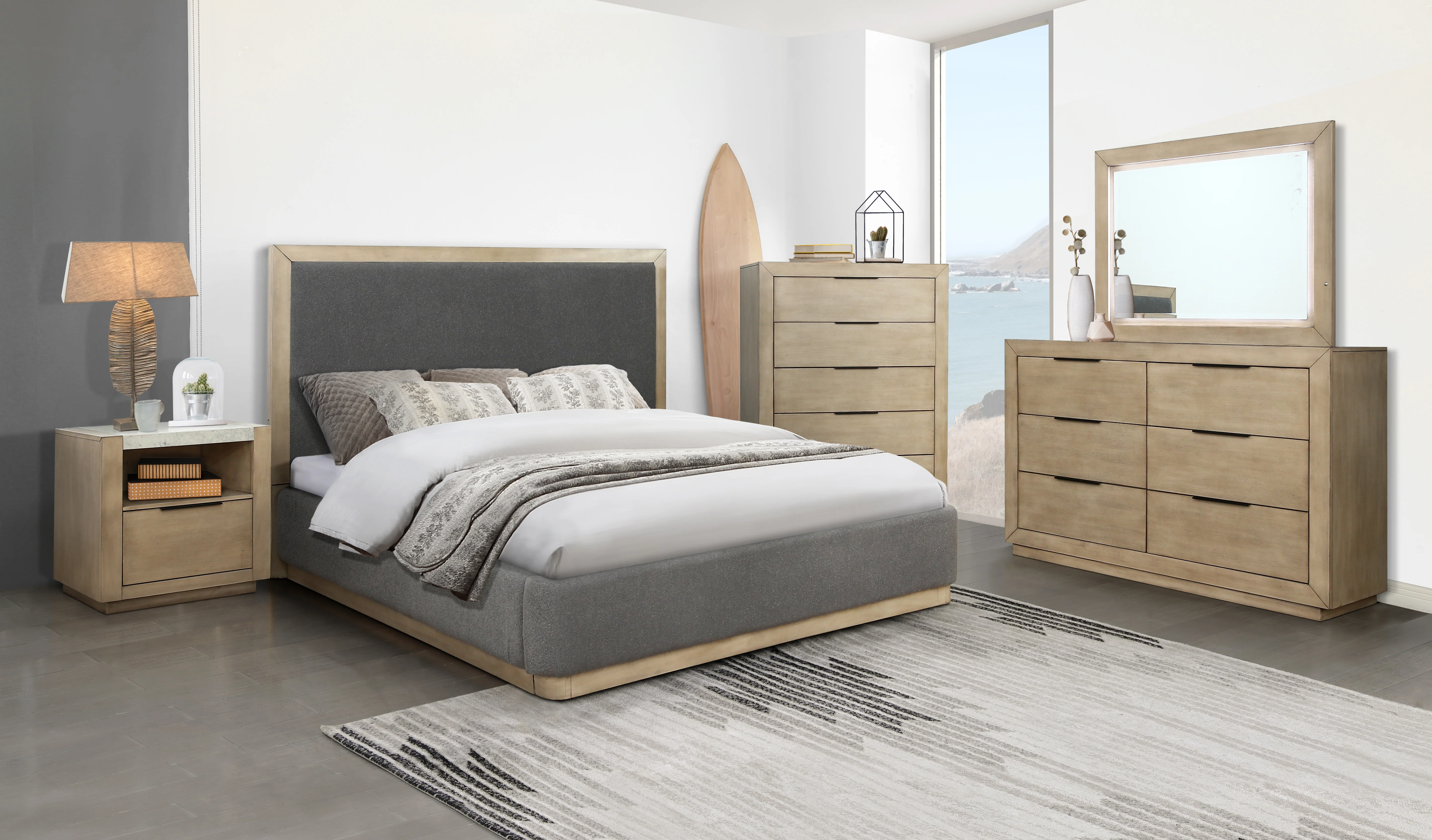 Modern 2-Drawer Bedroom Nightstand – Bedside Storage Table - Image 4