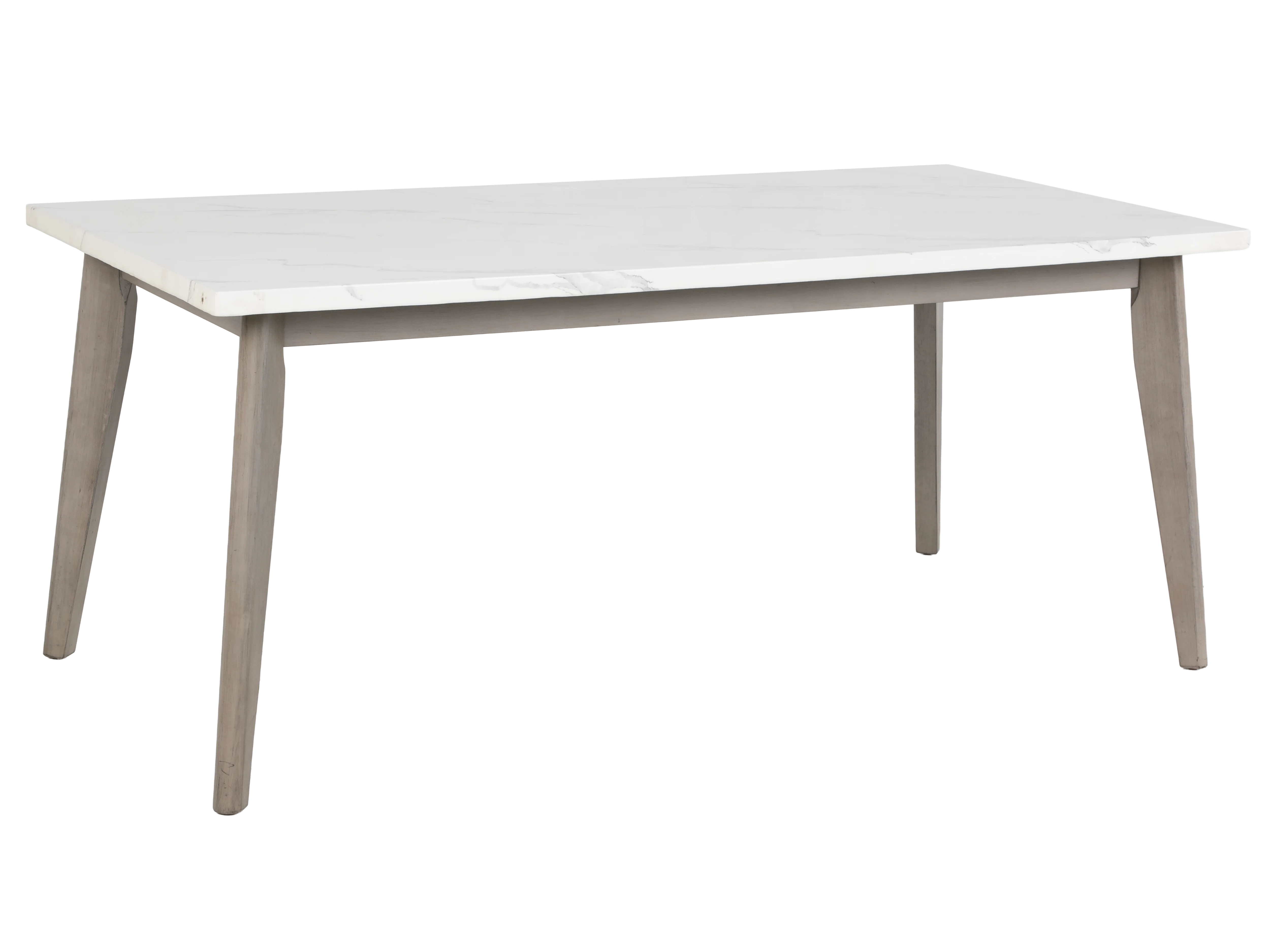 7-Piece Modern Rectangular Dining Set with White Stone-Style Top & 6 Light Gray Upholstered Chairs - Image 3