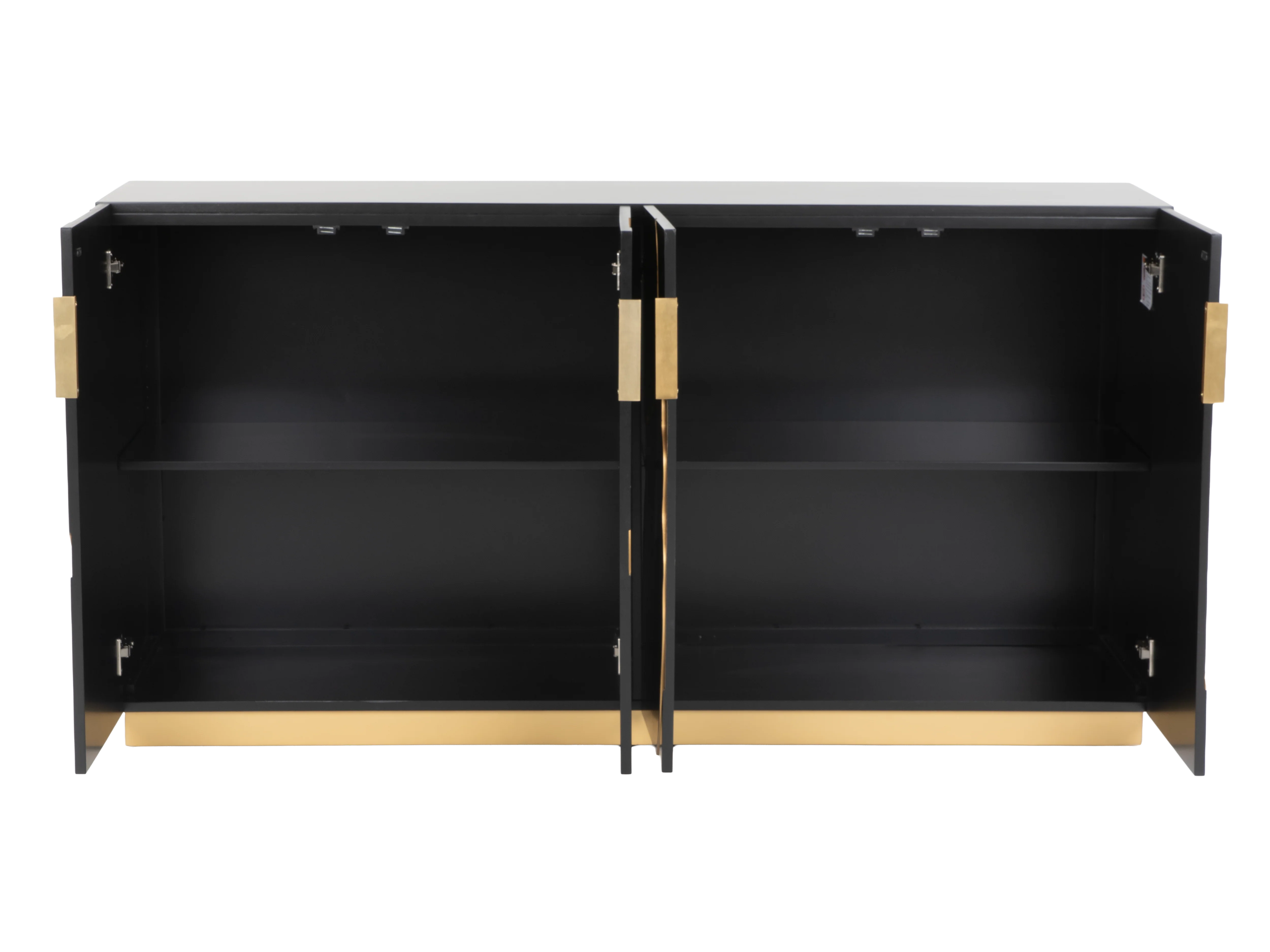 Modern Black and Gold Sideboard Buffet with Artistic Mirror - Image 3