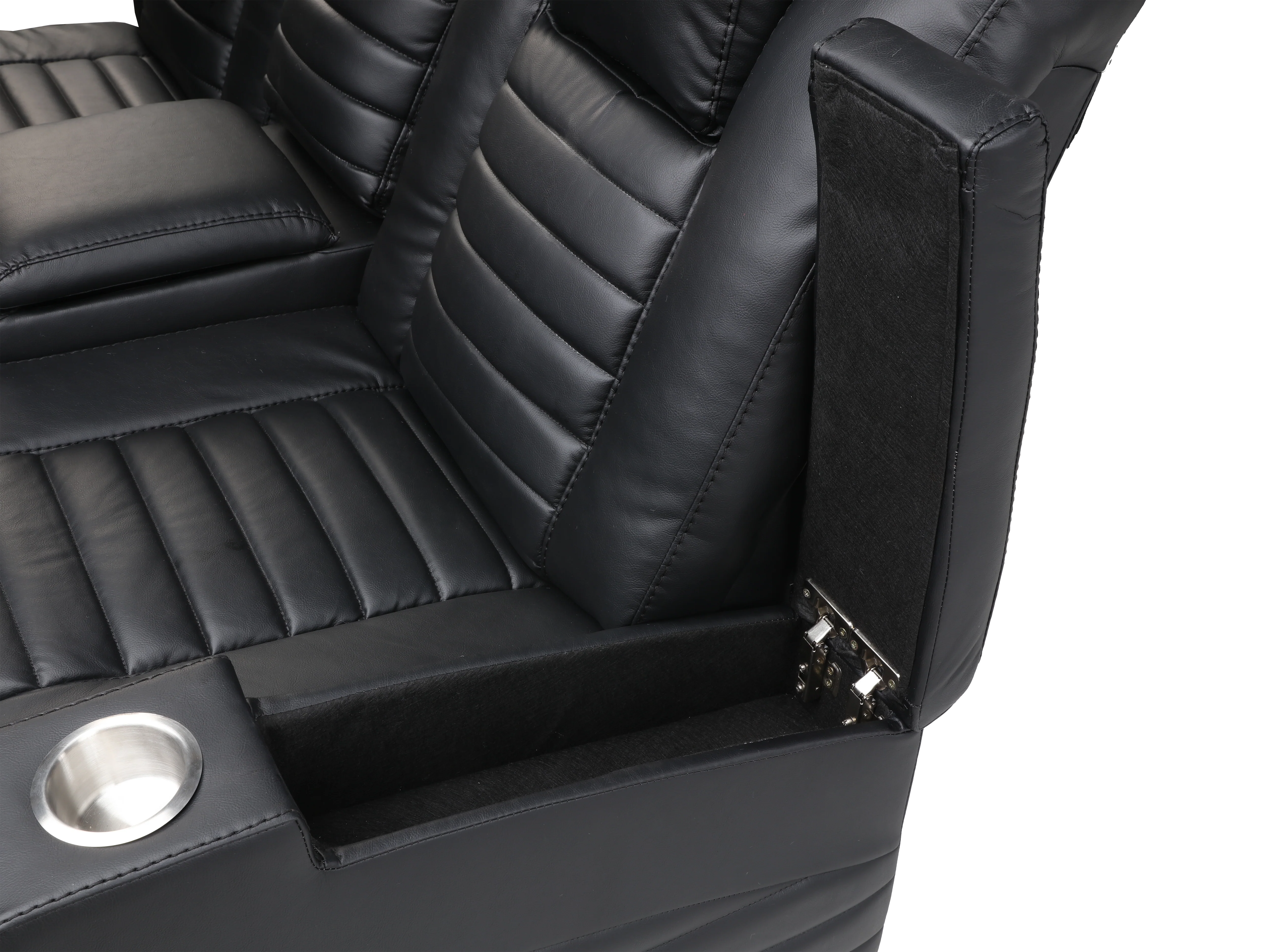 Modern Black Power Reclining Sectional with Power Headrests, Built-In Speakers, LED Lights, Cup Holders & USB Charging - Image 7