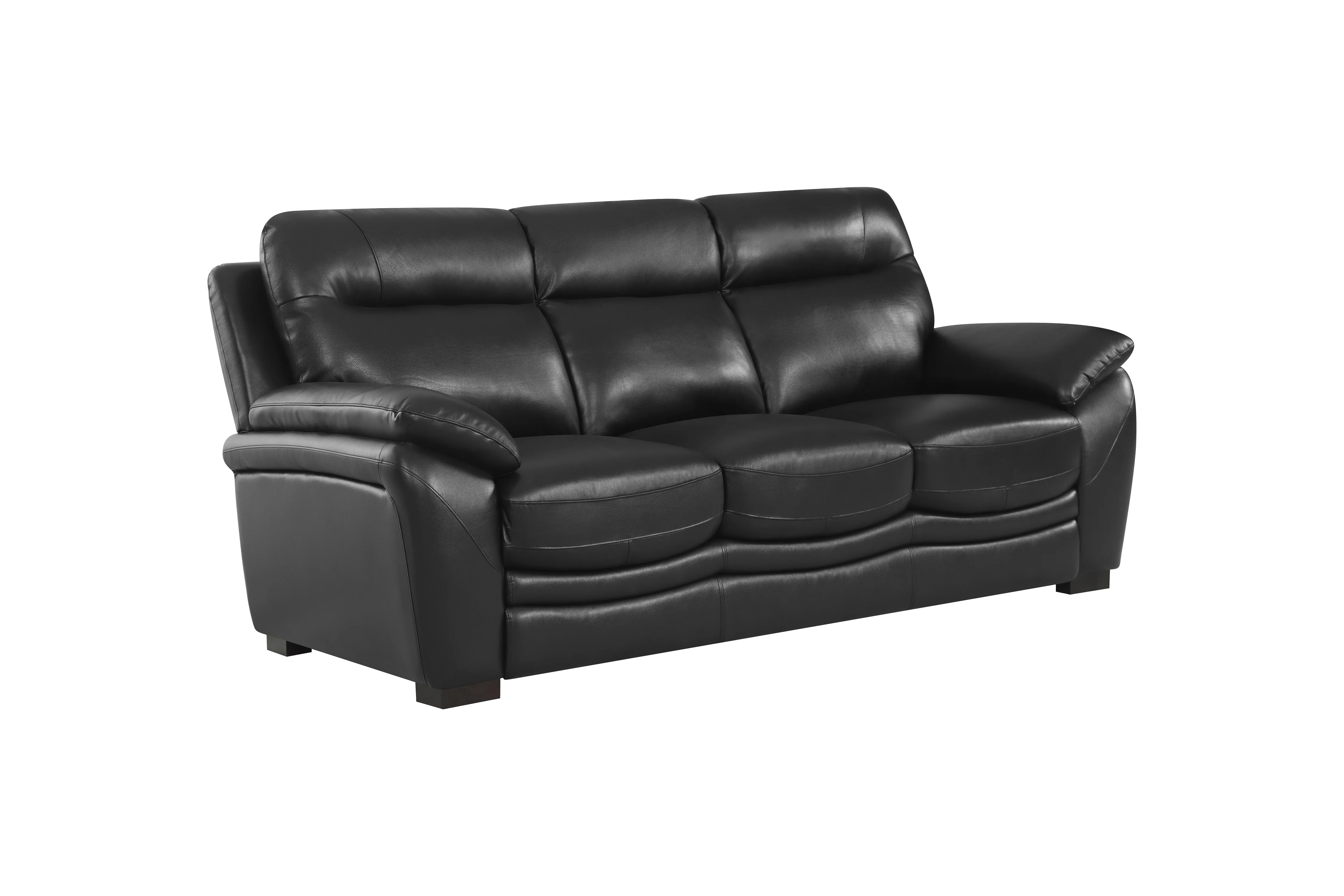 Modern Black Top Grain Leather 3-Piece Living Room Set with Sofa, Loveseat & Chair - Image 9
