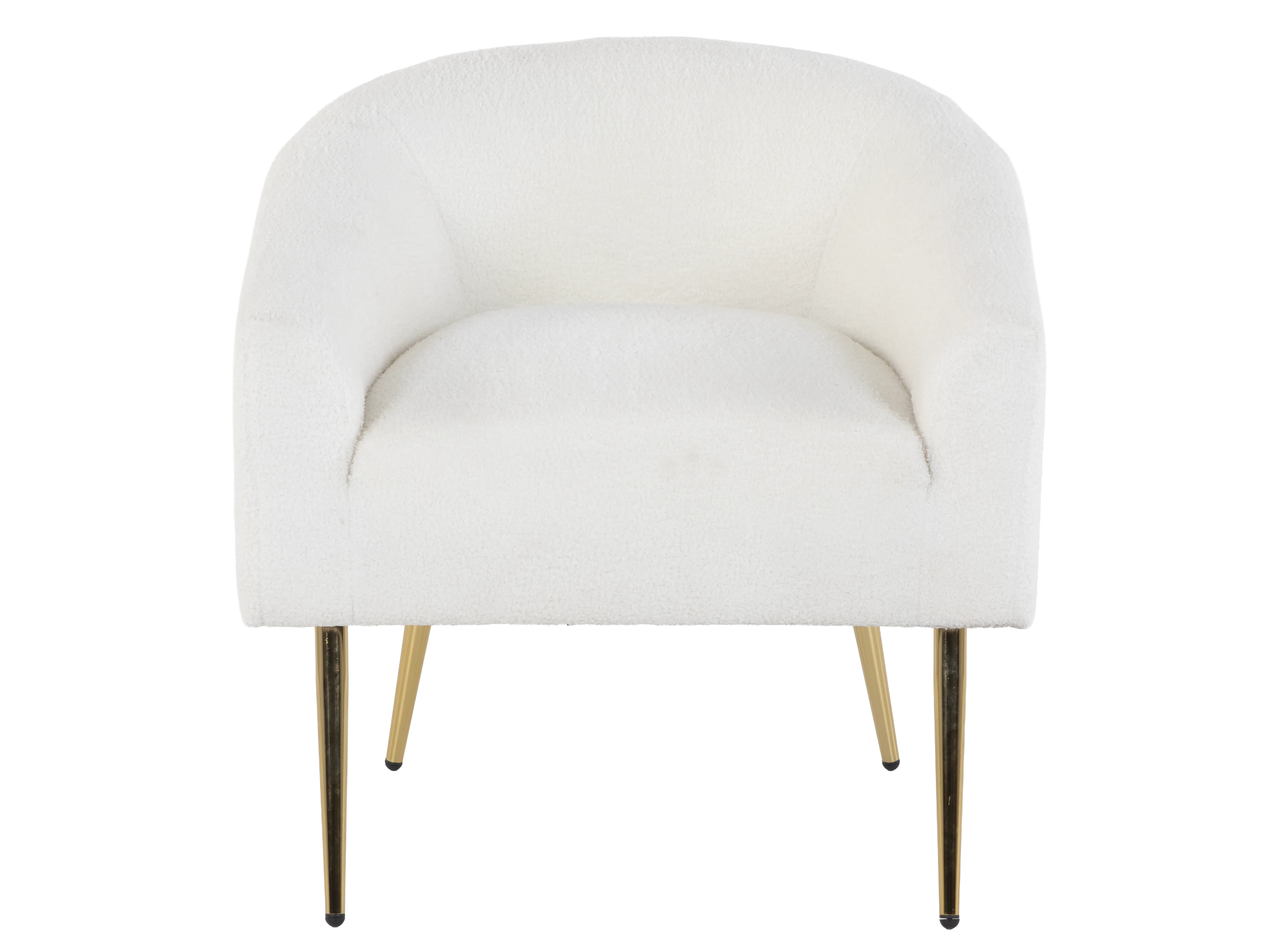 Modern Boucle Accent Chair in White with Gold Metal Legs - Image 3