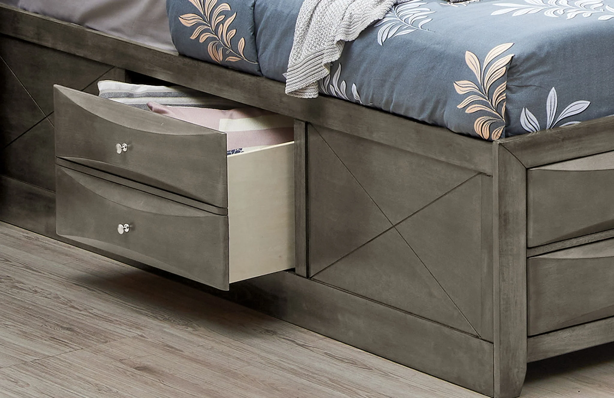 Modern Design Storage Bed With Bookcase Headboard - Image 51