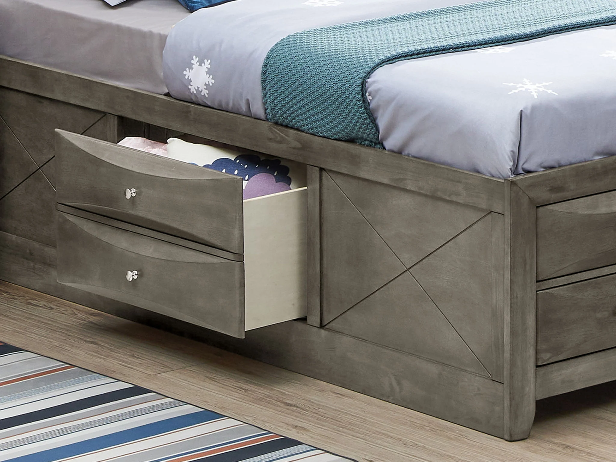 Modern Design Storage Bed With Bookcase Headboard - Image 83
