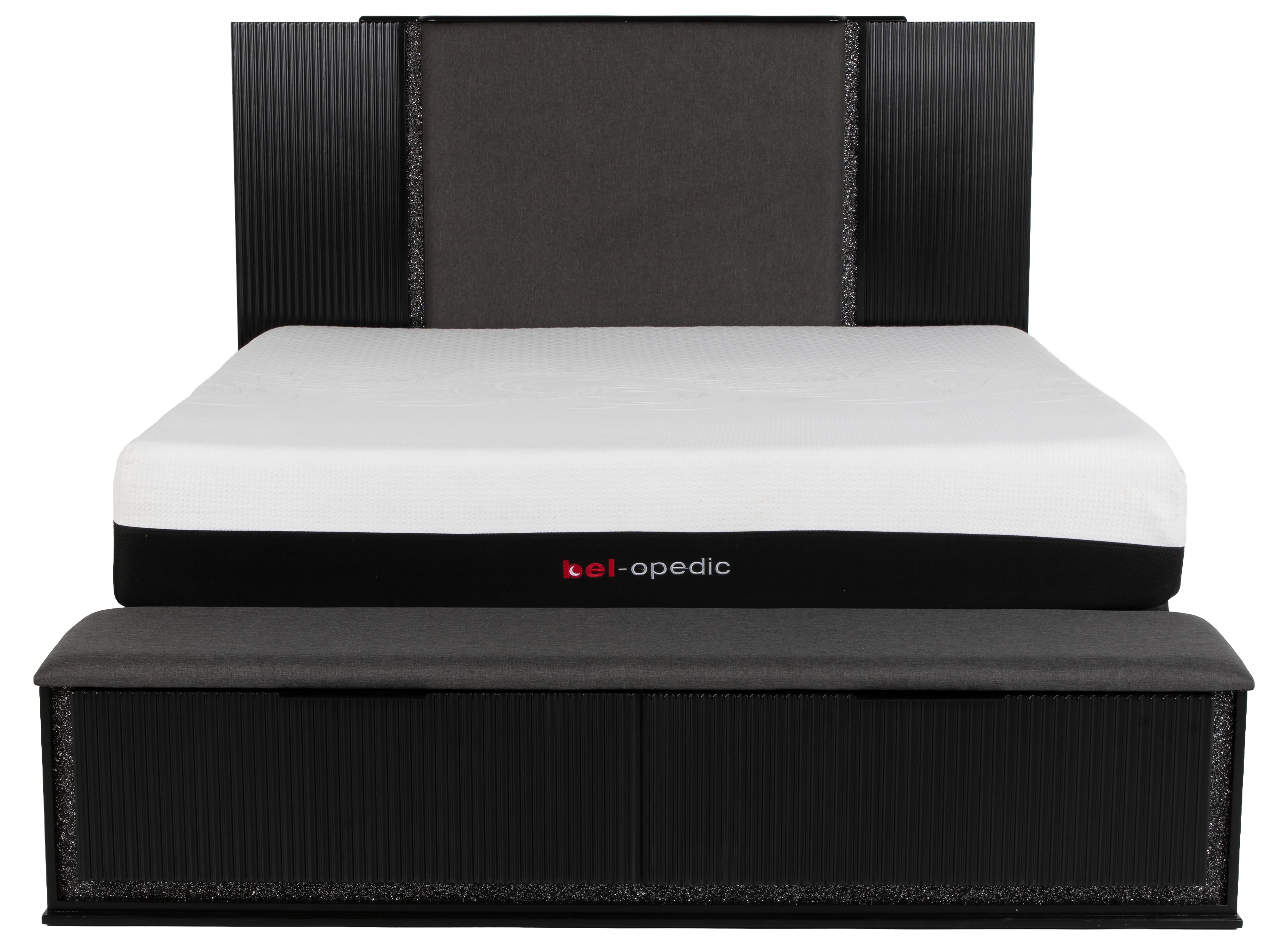 Modern Glam Black Storage Bedroom Set with LED Headboard & Footboard - Image 4