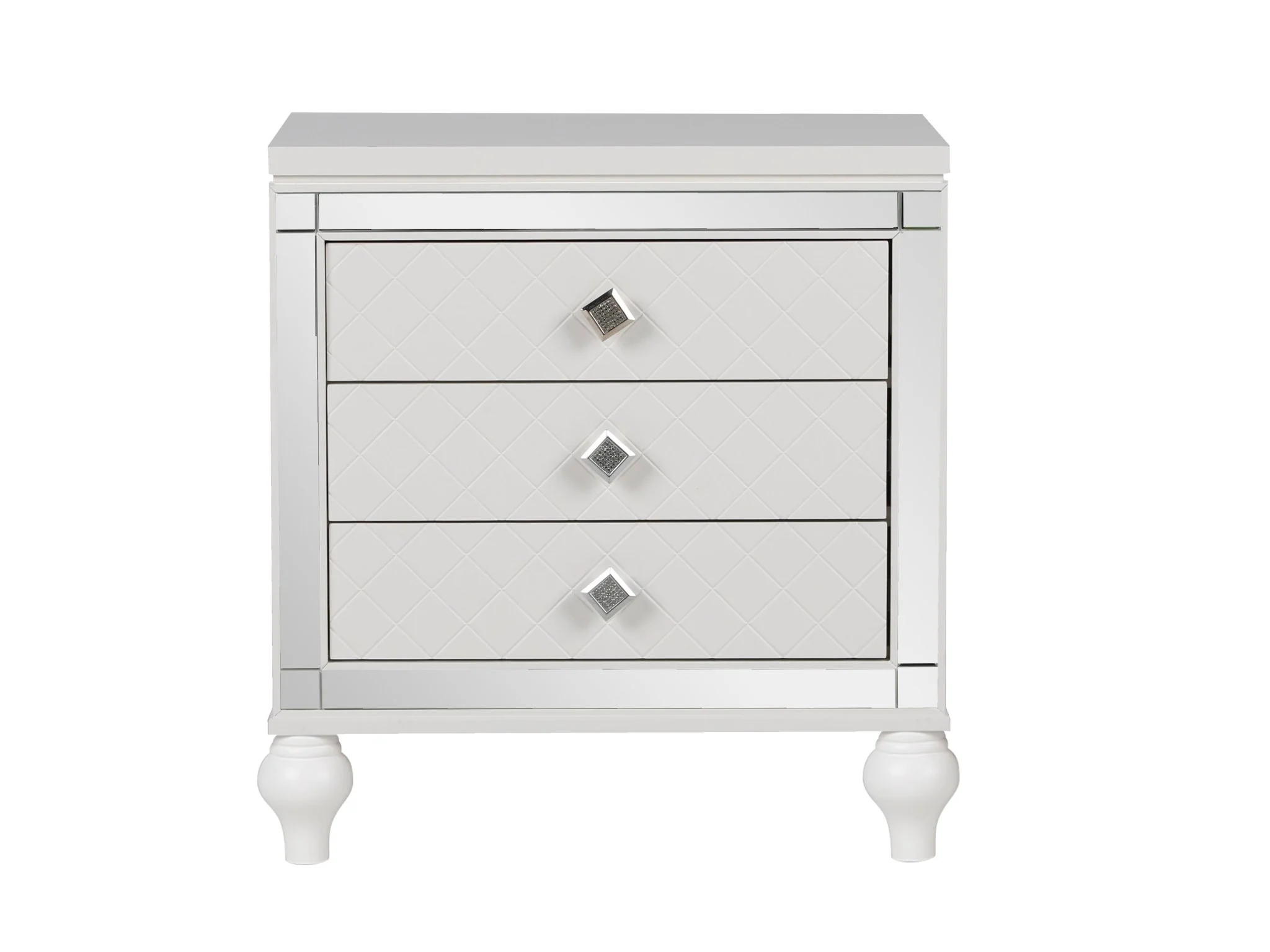 Modern Glam White Upholstered Panel 6-Piece Bedroom Set – Bed, Dresser, Mirror & Nightstand - Image 10