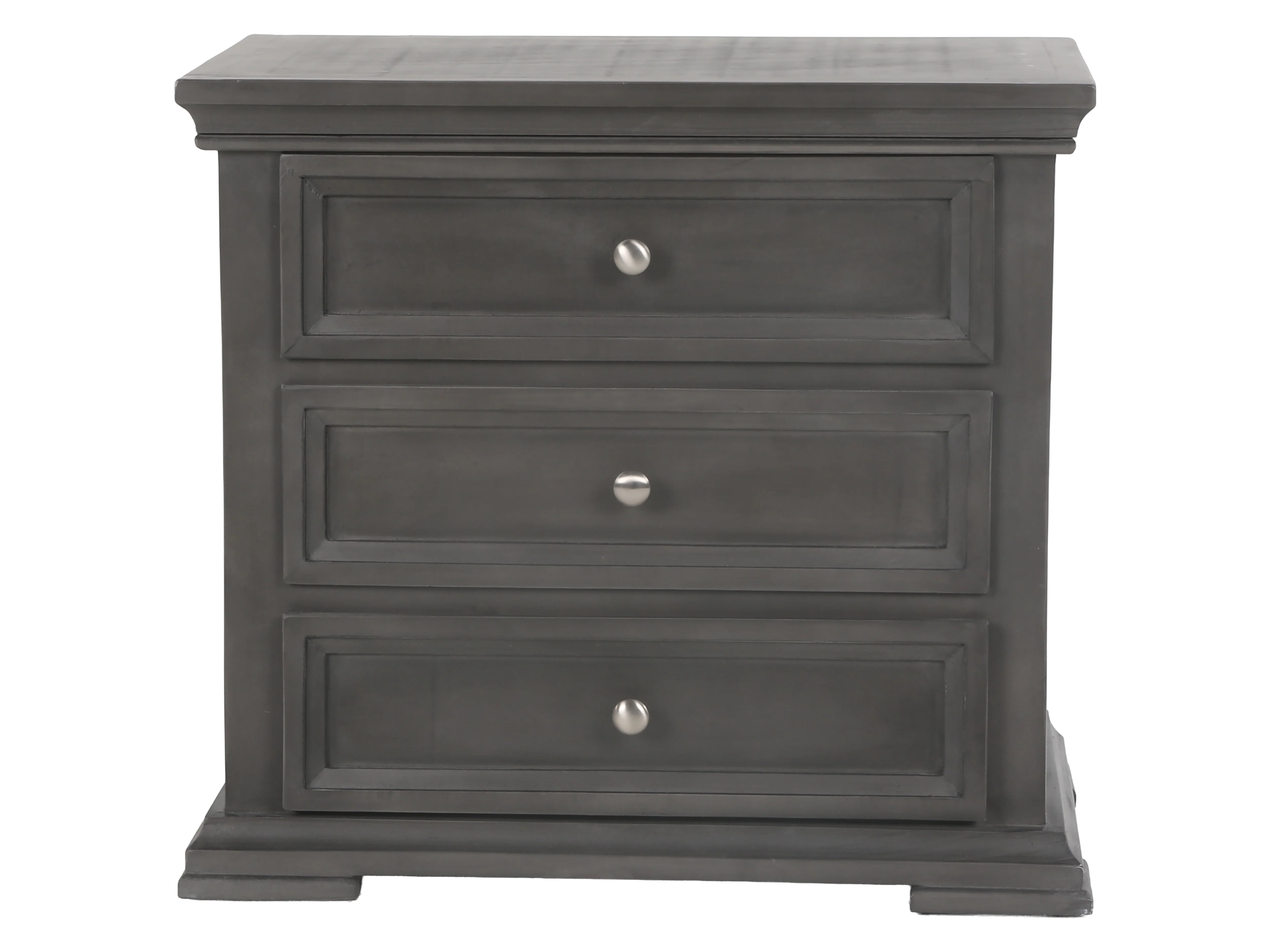 Modern Gray 3 Drawer Nightstand - Image 2