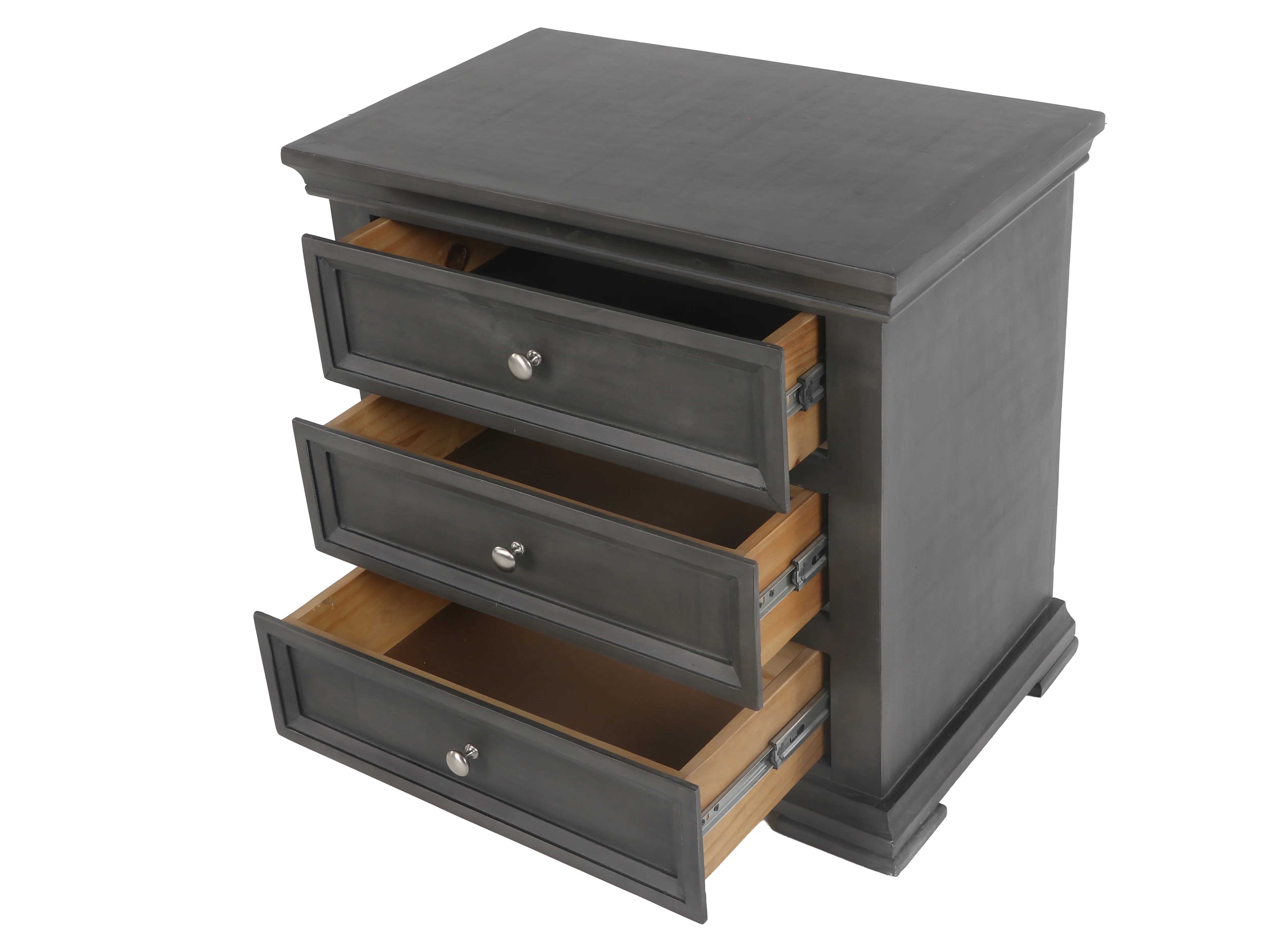 Modern Gray 3 Drawer Nightstand - Image 3