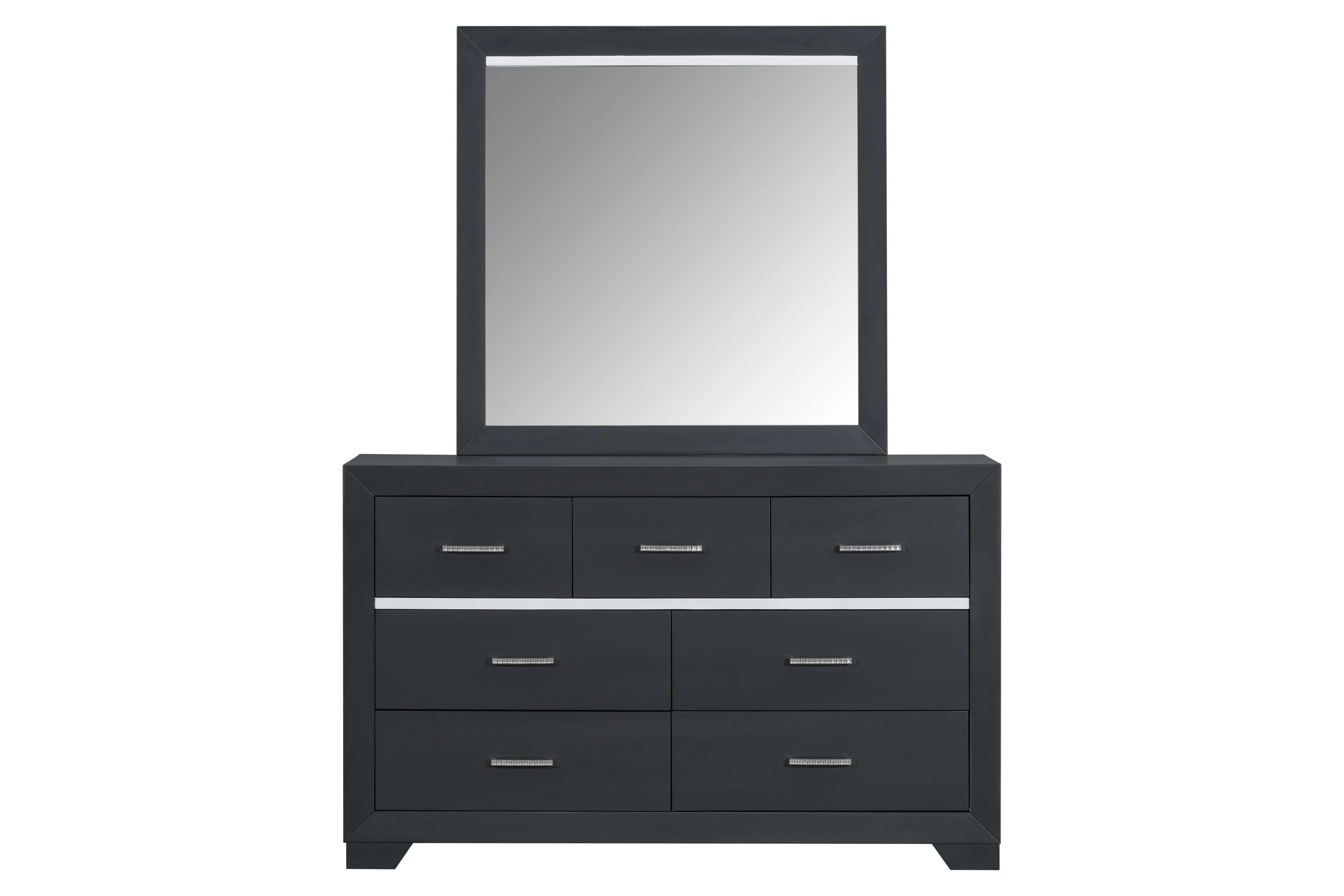 Modern Gray 6-Pc Canopy Bedroom Set with Dresser, Mirror & Nightstand - Image 2