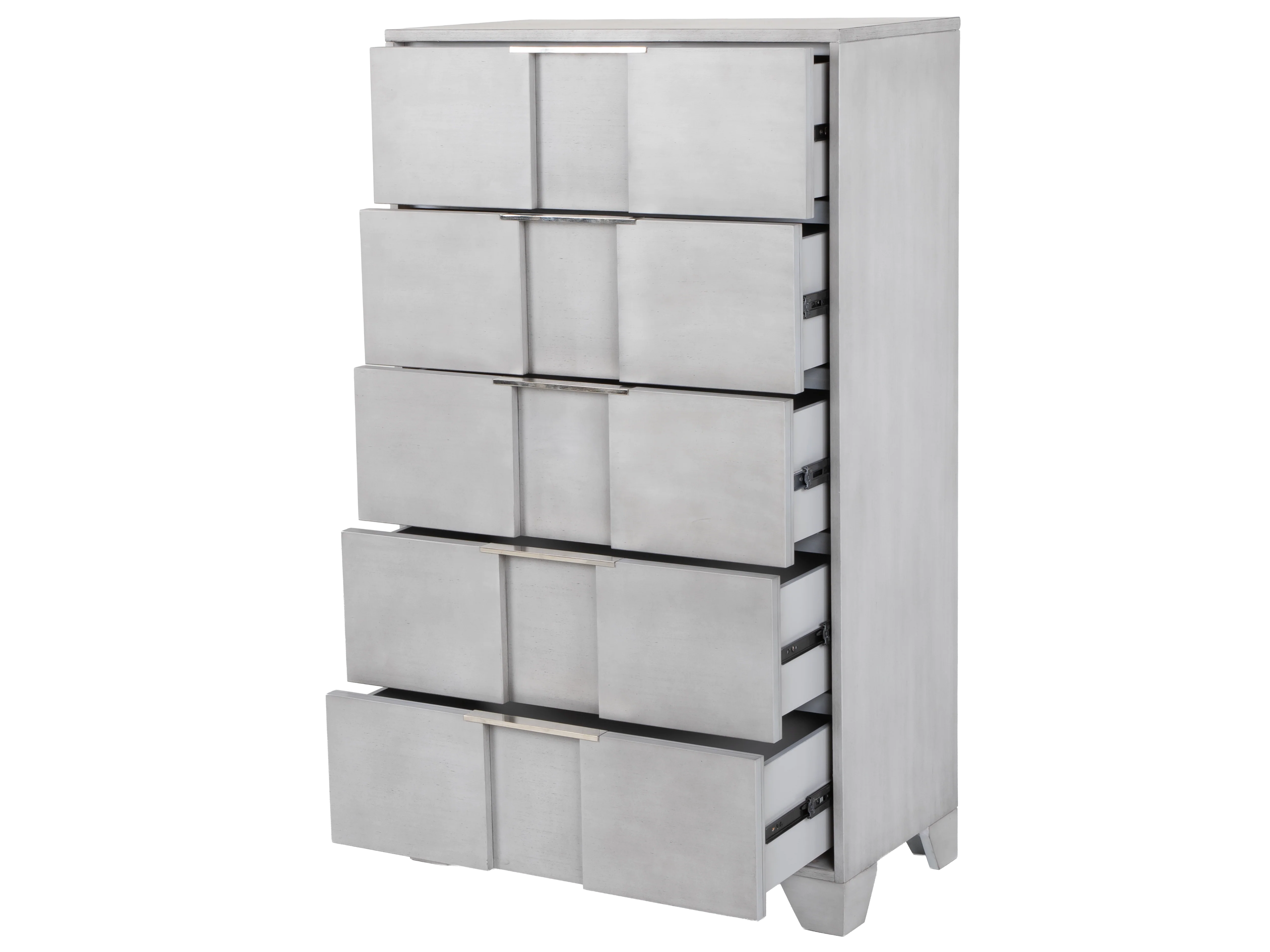 Modern Light Gray Chest with Nickel Hardware - Image 2