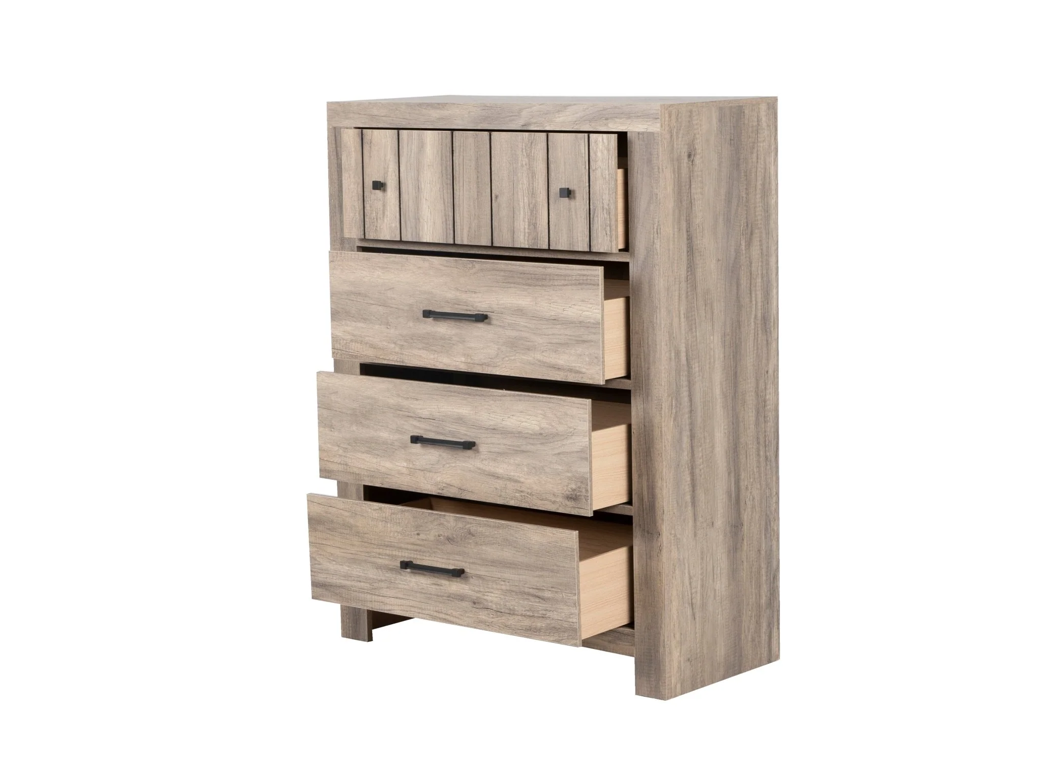 Modern Rustic 5-Drawer Chest with Distressed Wood Finish - Image 3