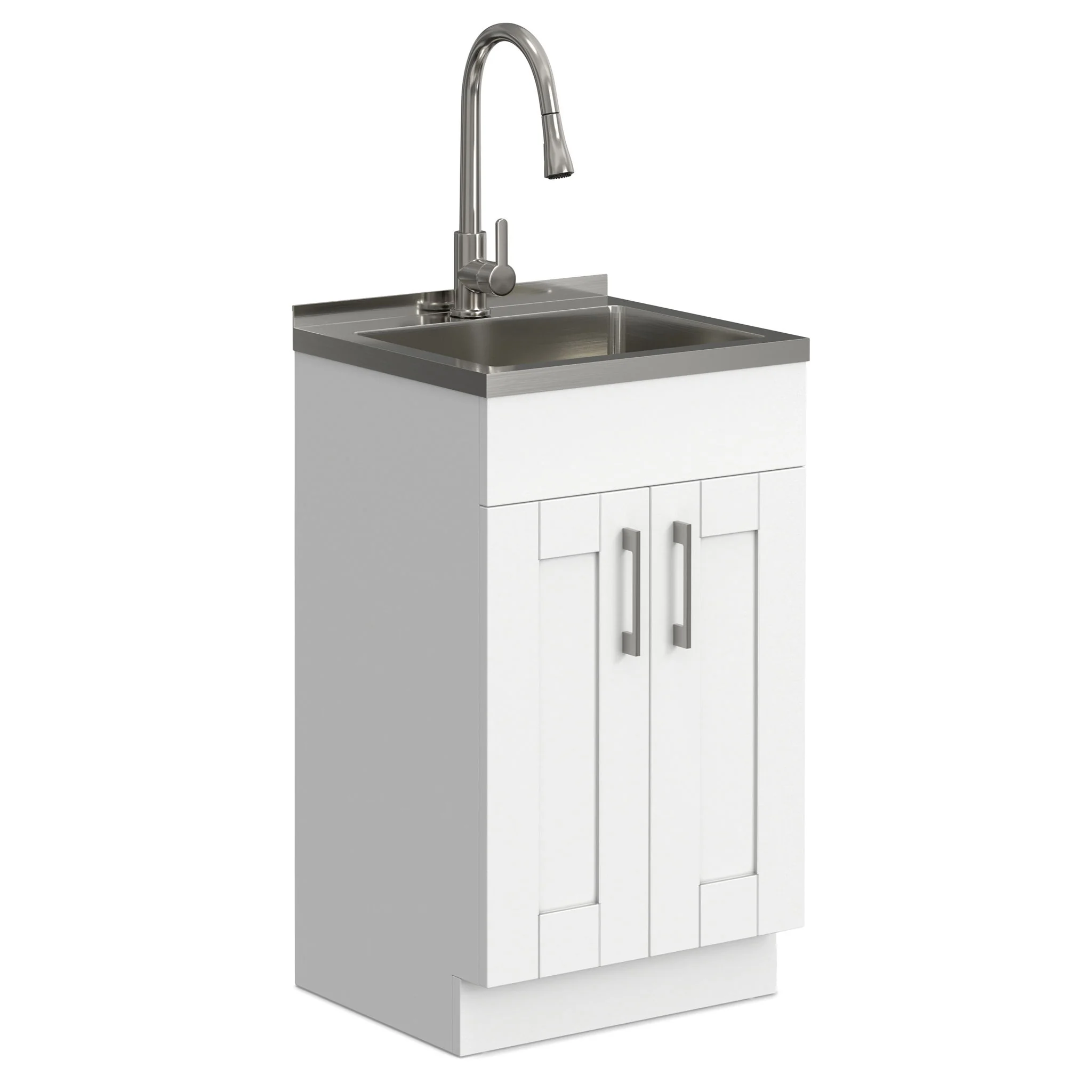Modern Shaker All-In-One Laundry Utility Sink And Cabinet With Pull-Out Faucet - Image 11